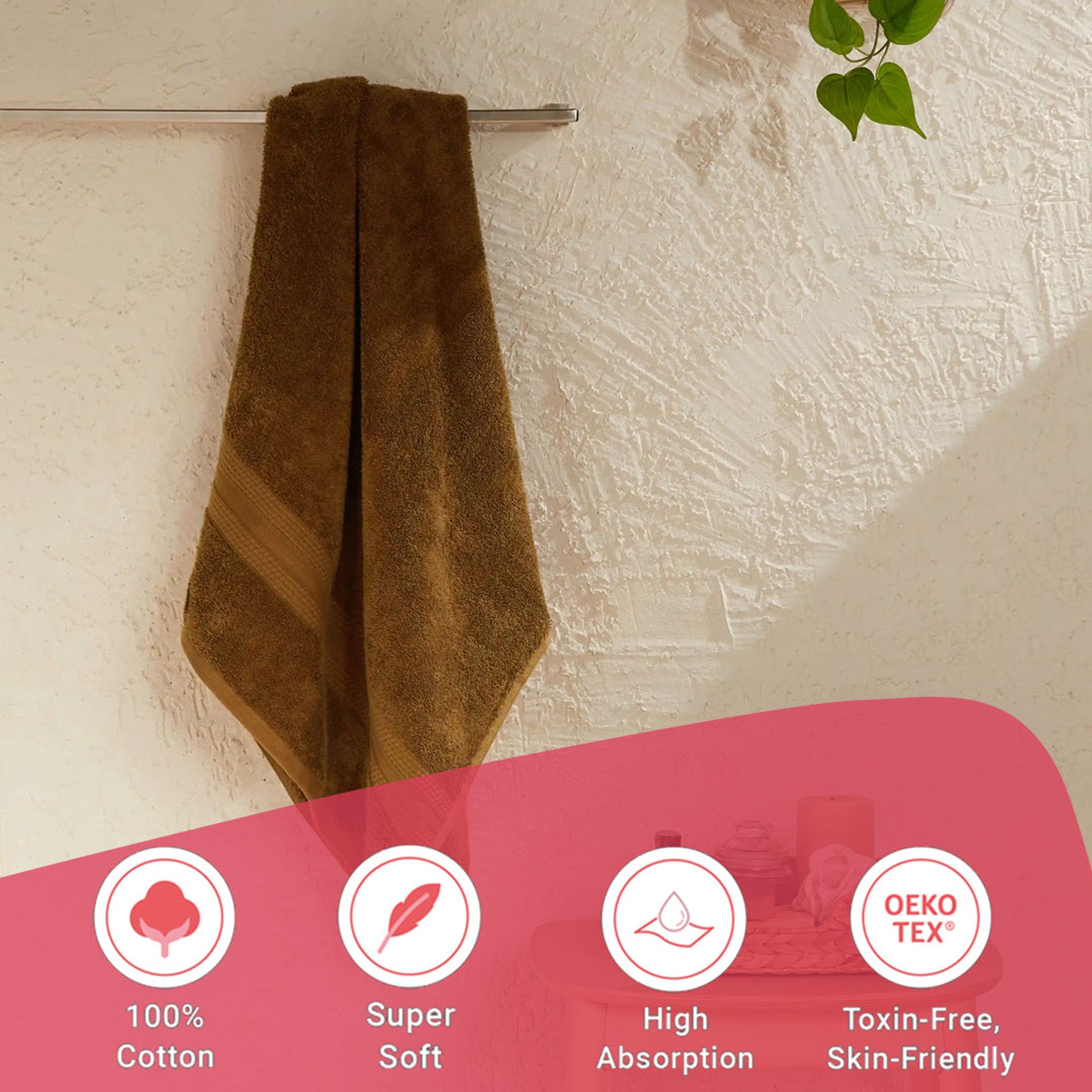 Solid Dyed 475 GSM 100% Cotton Chocolate Bath Towel | Paleto