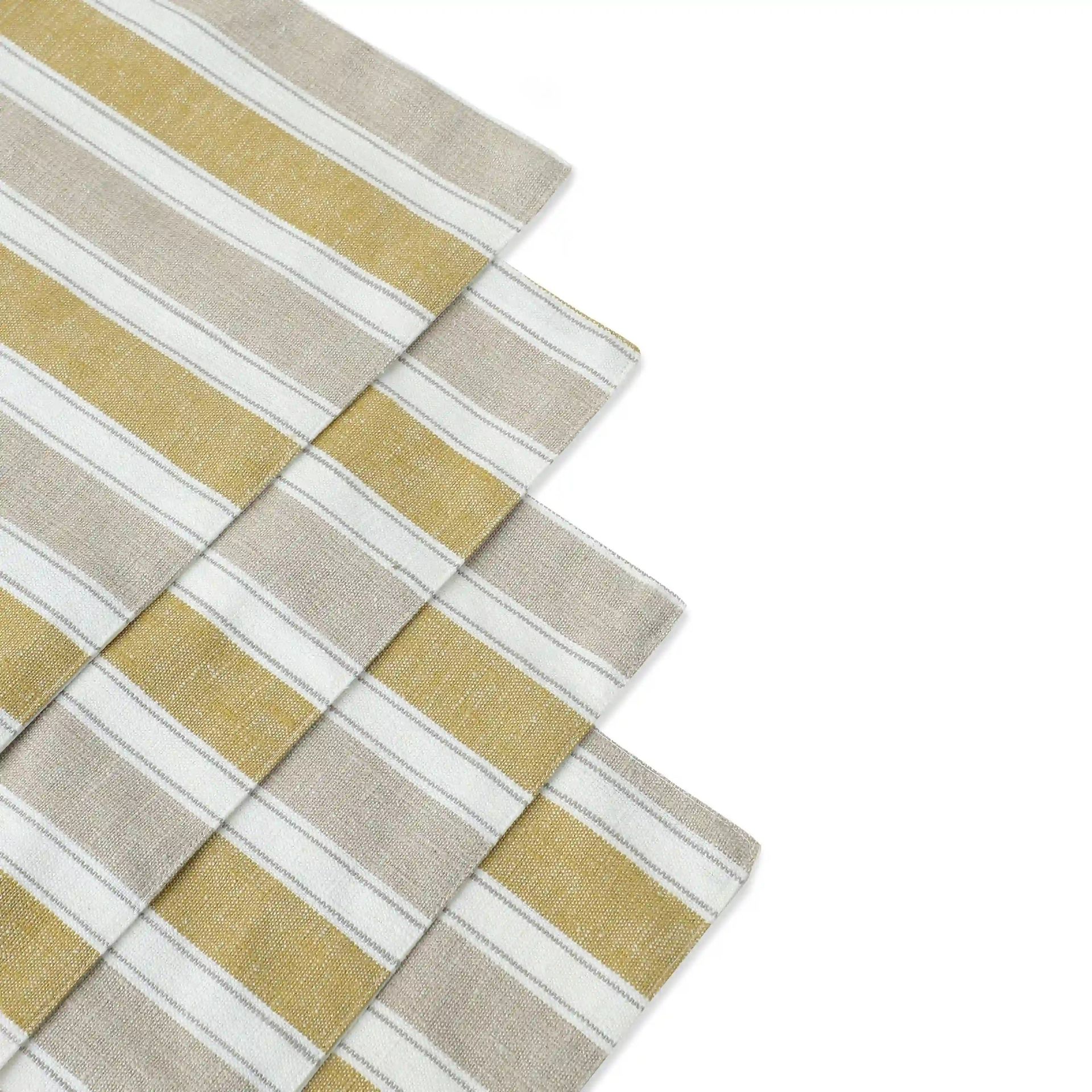 Woven Stripe 302 GSM 52% Cotton Yellow Set of 4 Table Mat | Kaleida