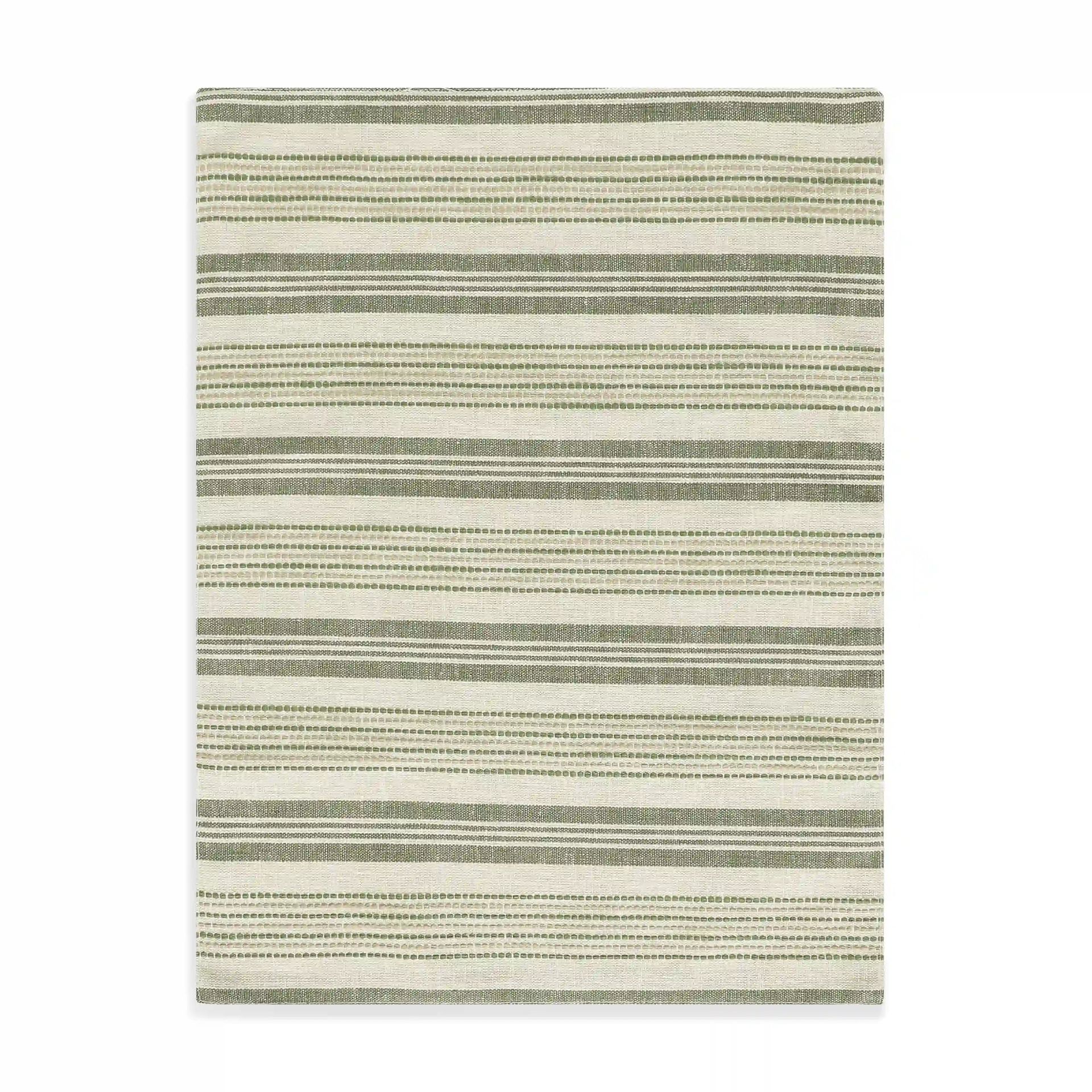 Woven Stripe 331 GSM 58% Cotton Green Set of 4 Table Mat | Kaleida