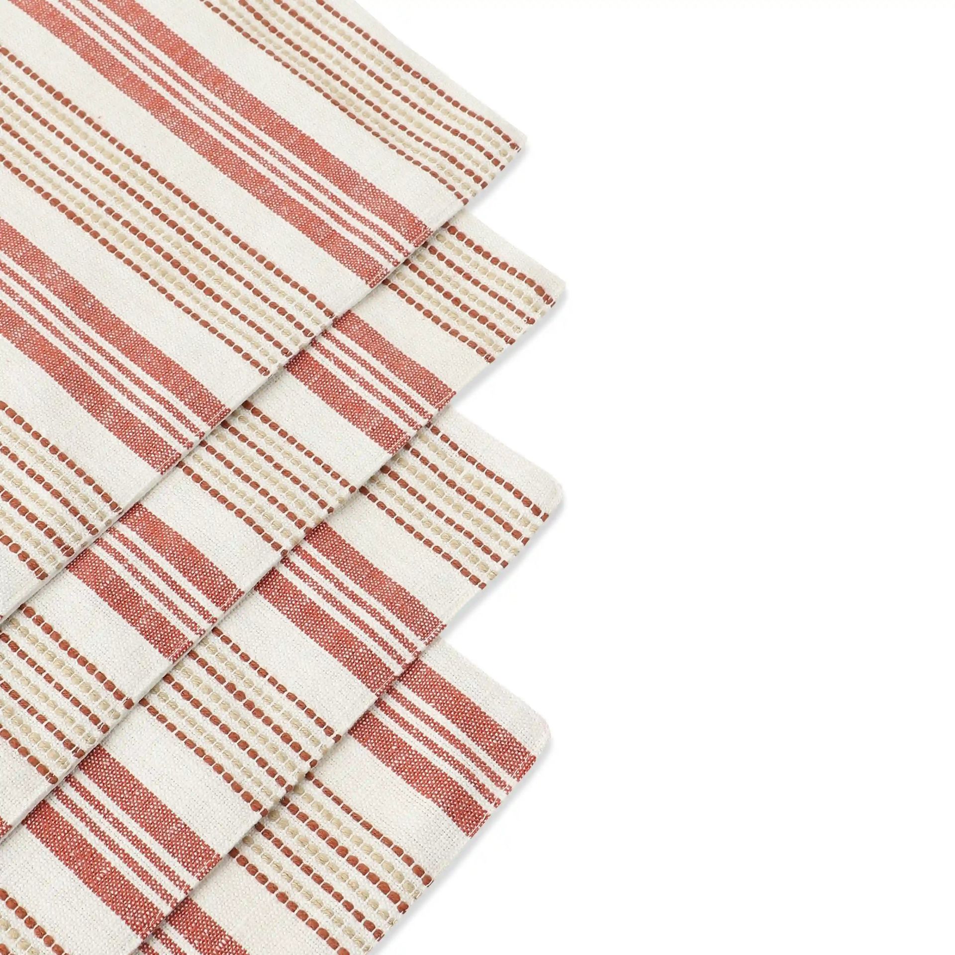 Woven Stripe 331 GSM 58% Cotton Red Set of 4 Table Mat | Kaleida
