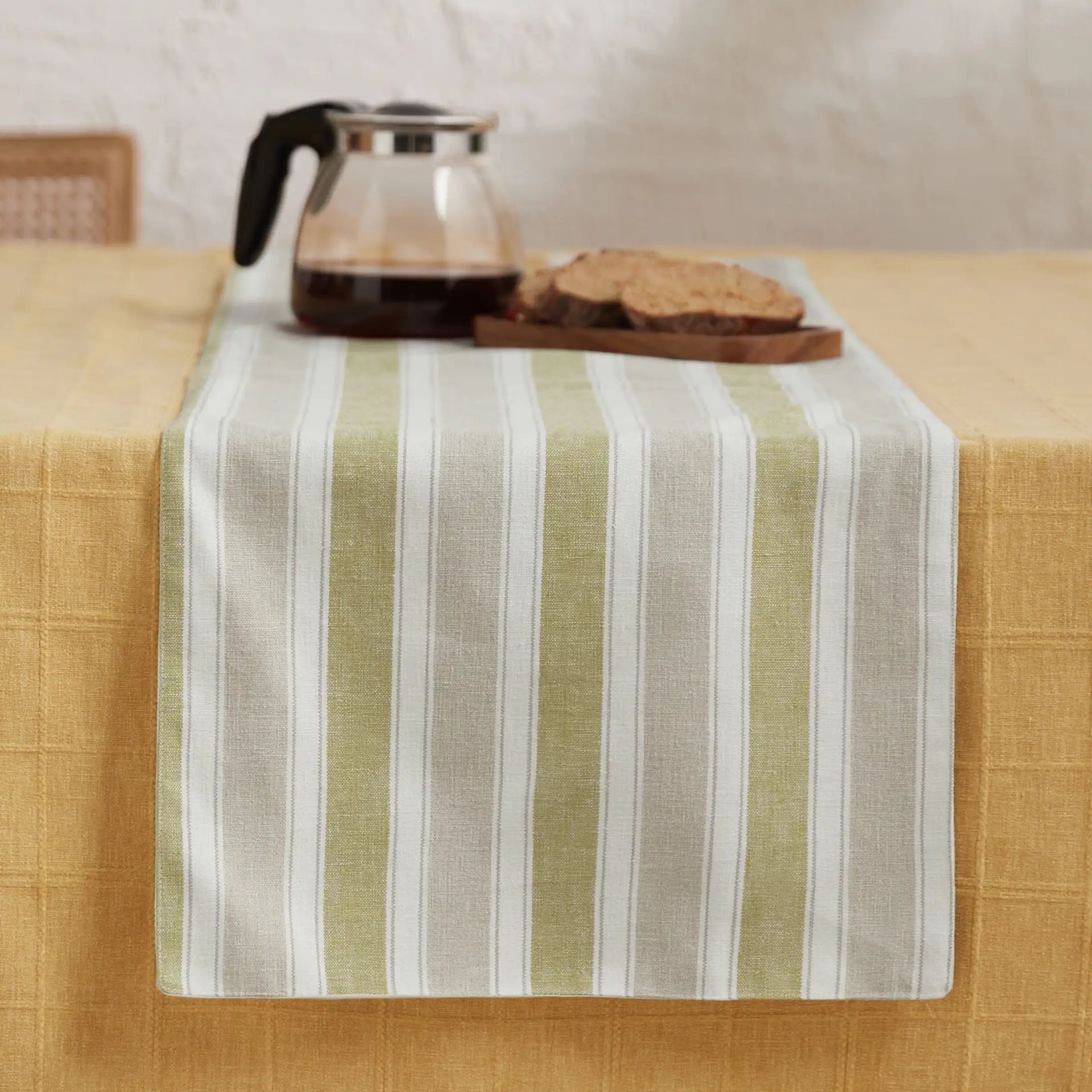 Woven Stripe 302 GSM 52% Cotton Yellow Table Runner | Kaleida