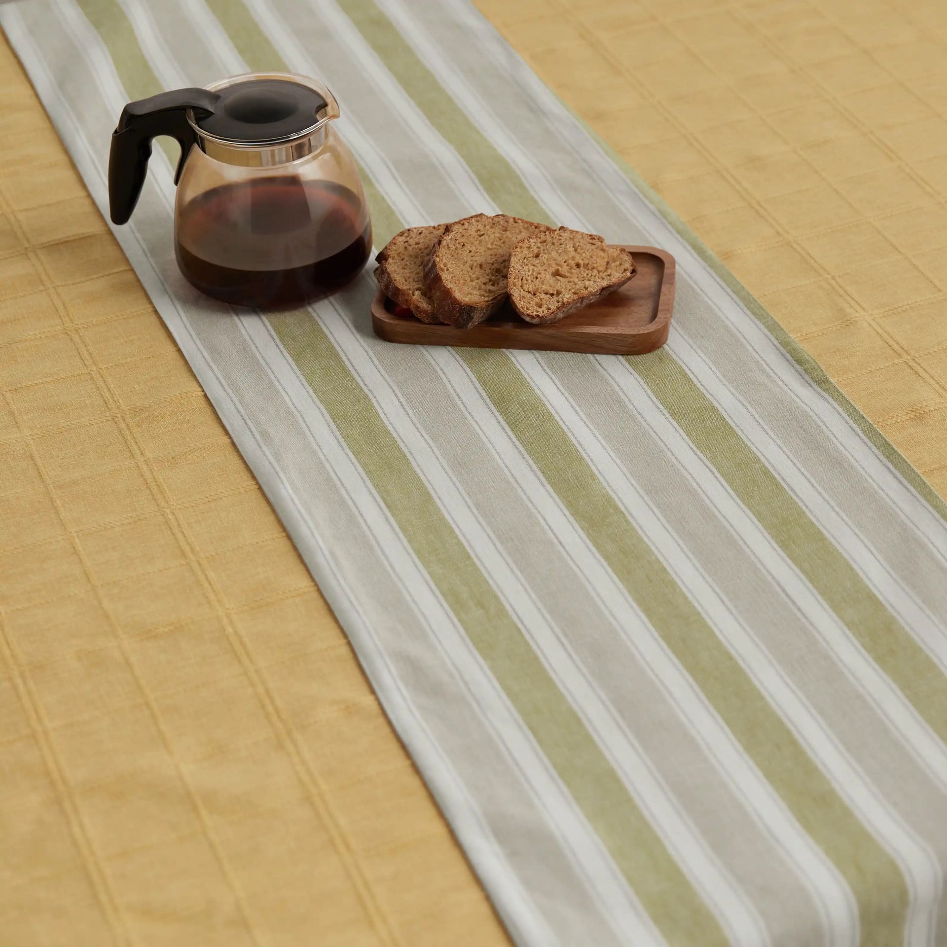 Woven Stripe 302 GSM 52% Cotton Yellow Table Runner | Kaleida
