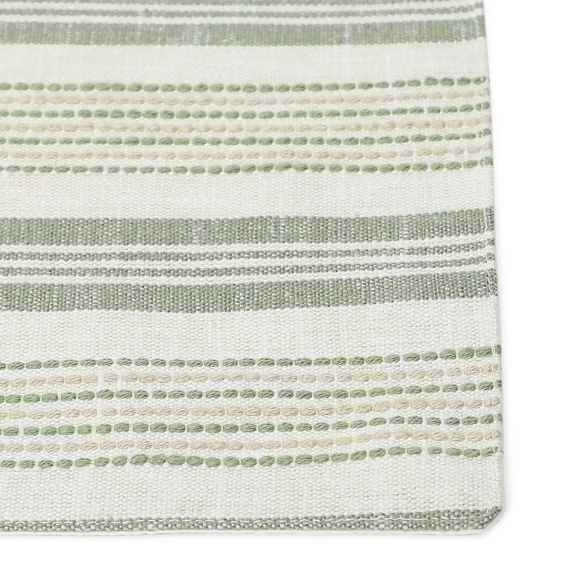 Woven Stripe 331 GSM 58% Cotton Green Table Runner | Kaleida