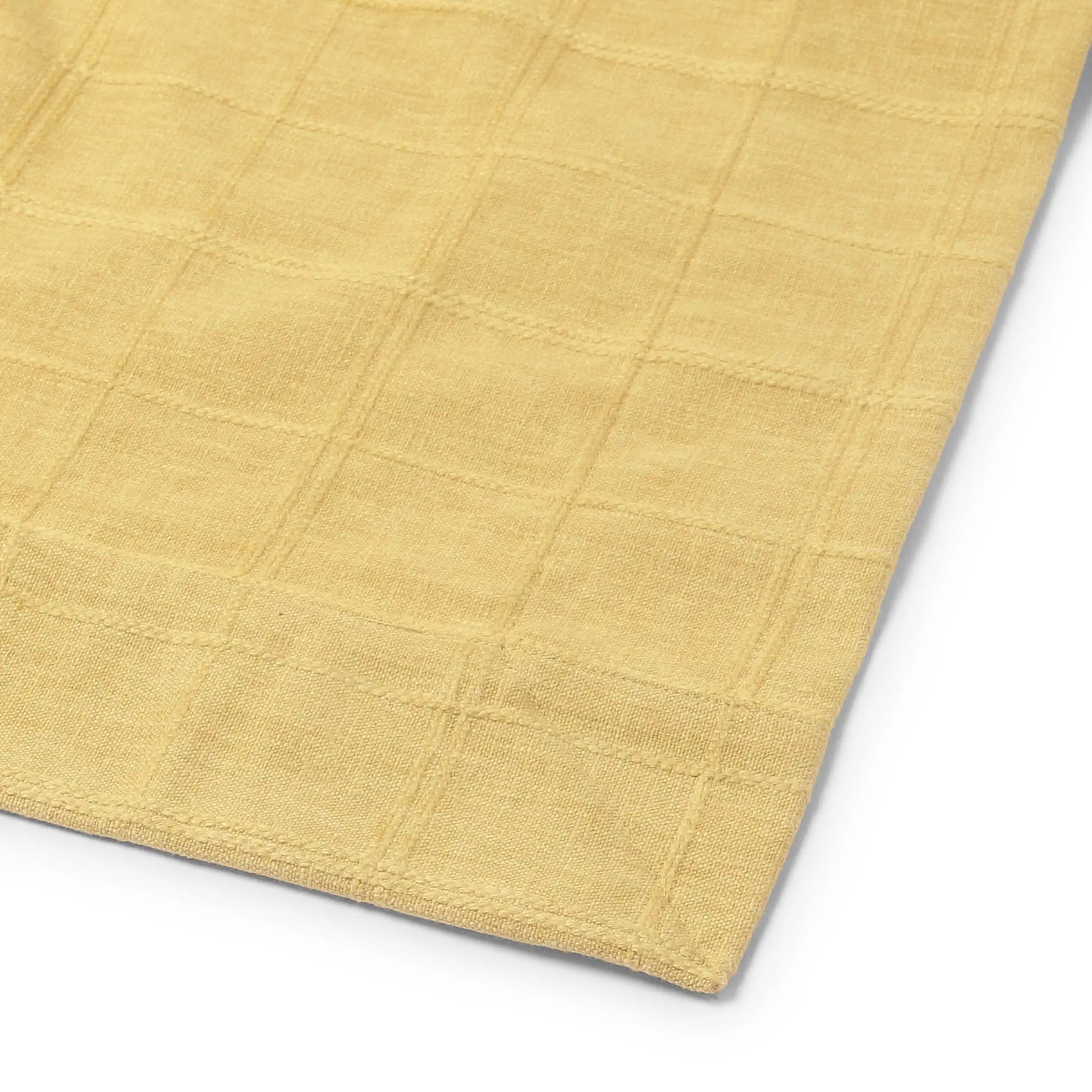 Solid Dyed 355 GSM 50% Cotton Yellow 4 Seater Table Cloth | Kaleida