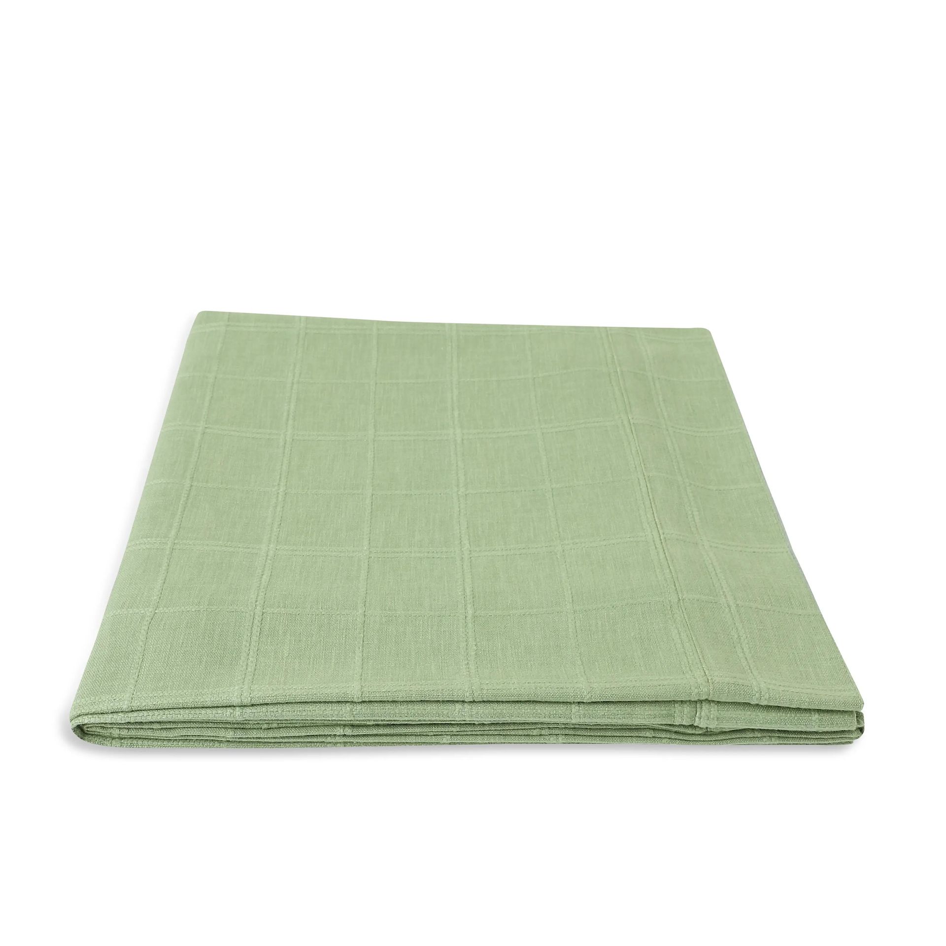 Solid Dyed 355 GSM 50% Cotton Green 4 Seater Table Cloth | Kaleida
