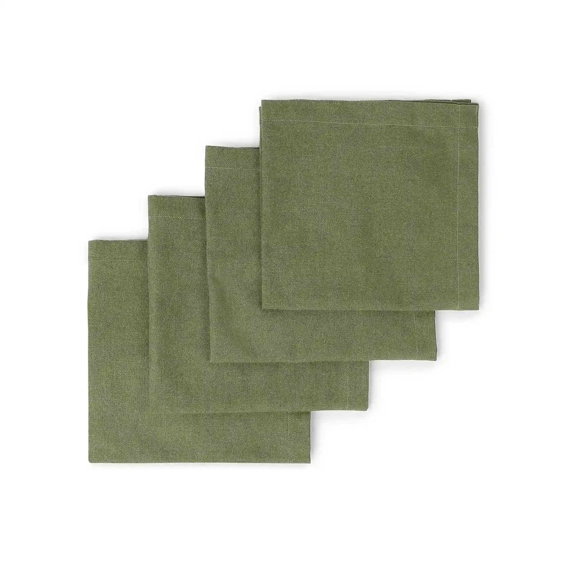 Solid Dyed 215 GSM 100% Cotton Green Set of 4 Table Napkin | Kaleida
