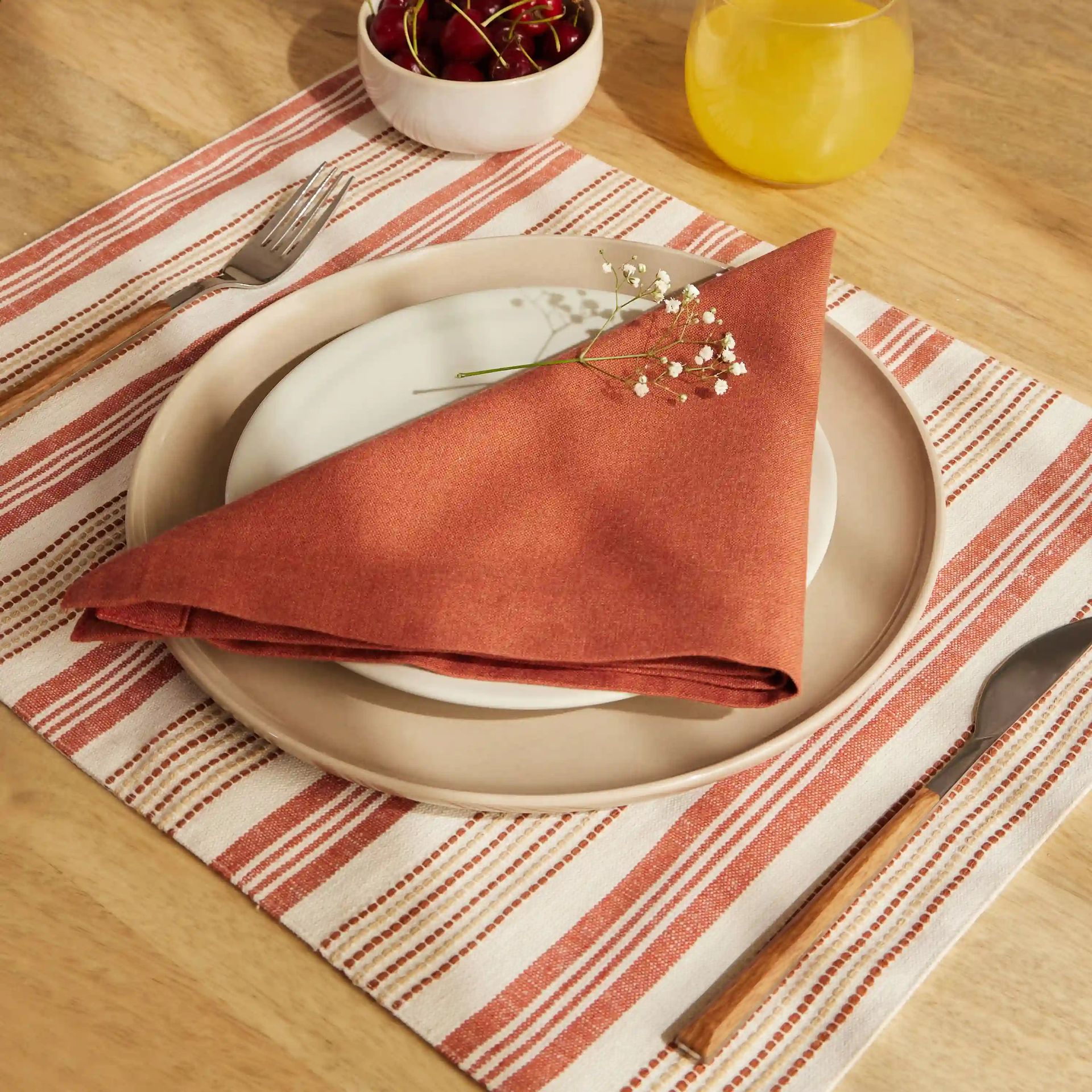 Solid Dyed 215 GSM 100% Cotton Red Set of 4 Table Napkin | Kaleida