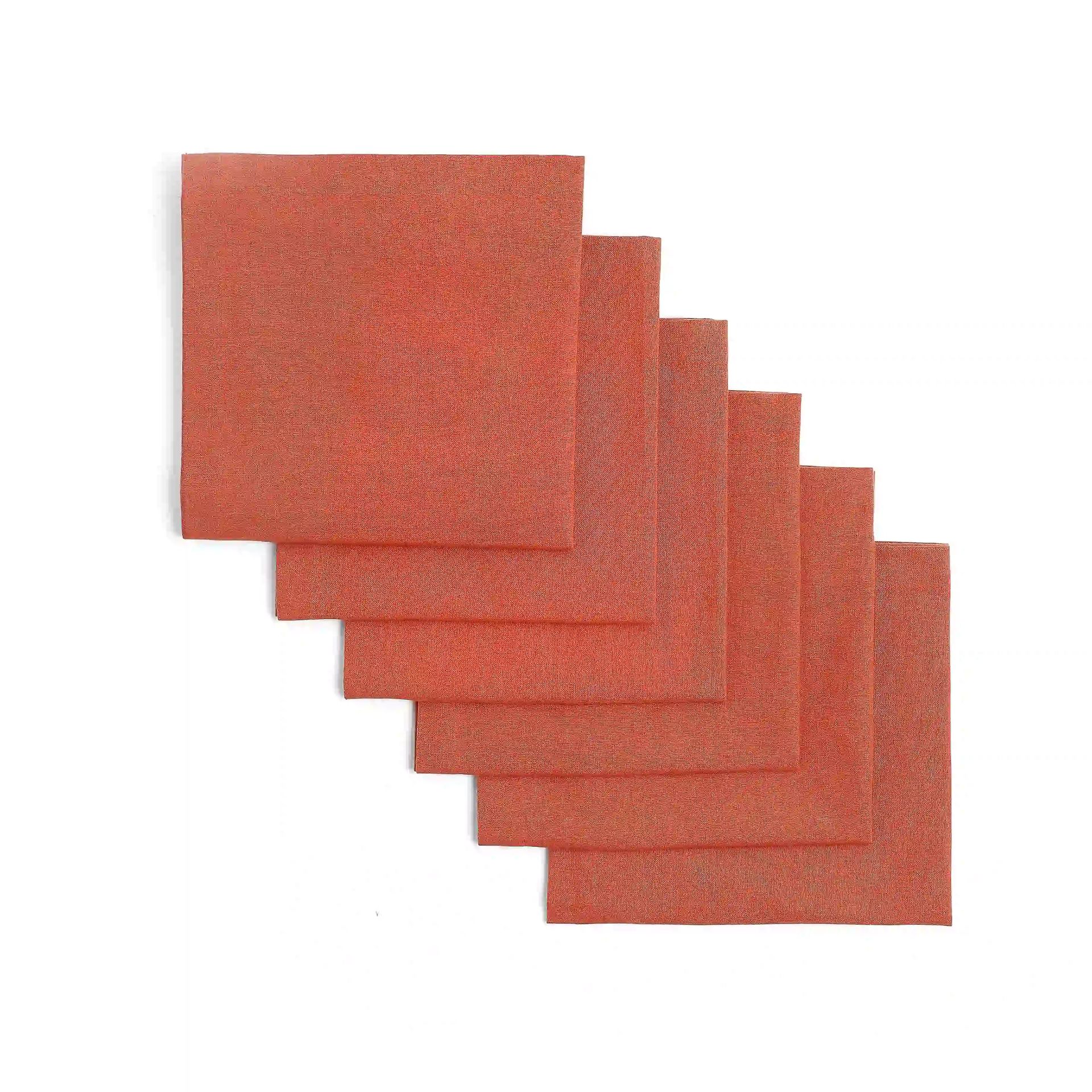 Solid Dyed 215 GSM 100% Cotton Red Set of 6 Table Napkin | Kaleida