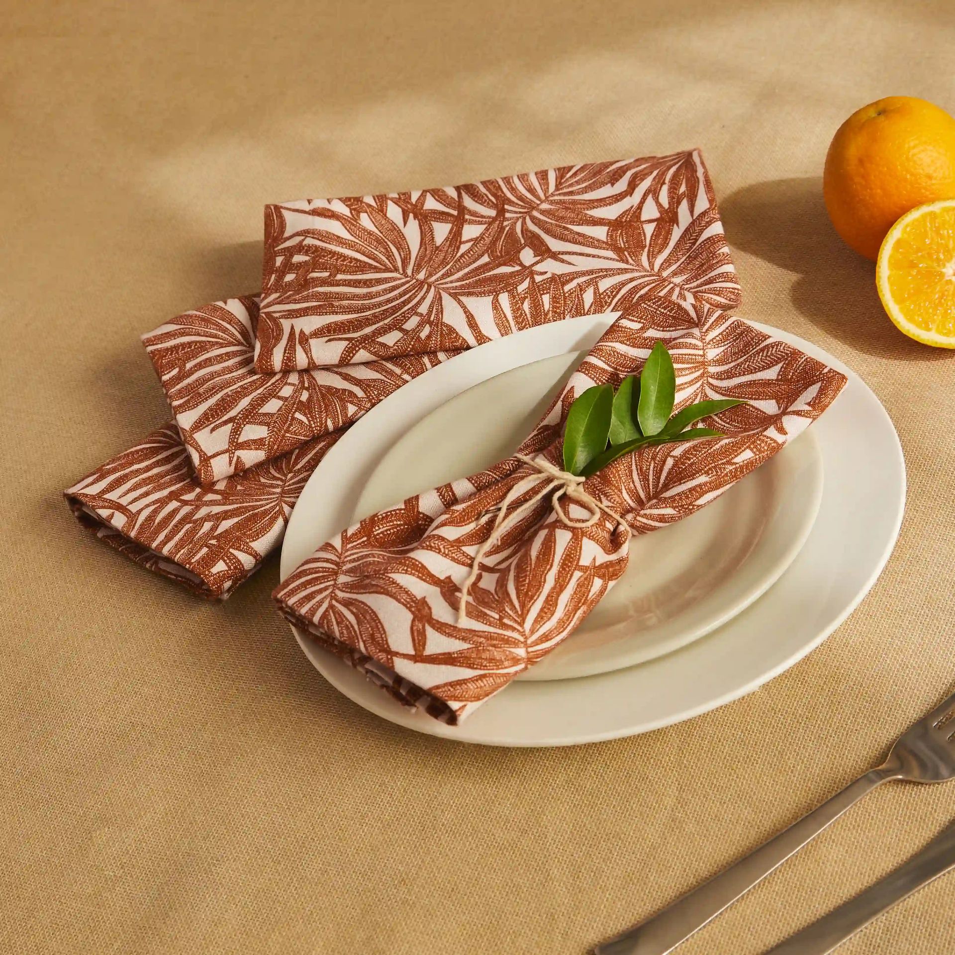 Tropical 280 GSM 100% Cotton Rust Set of 4 Table Napkin | Nonna's Home