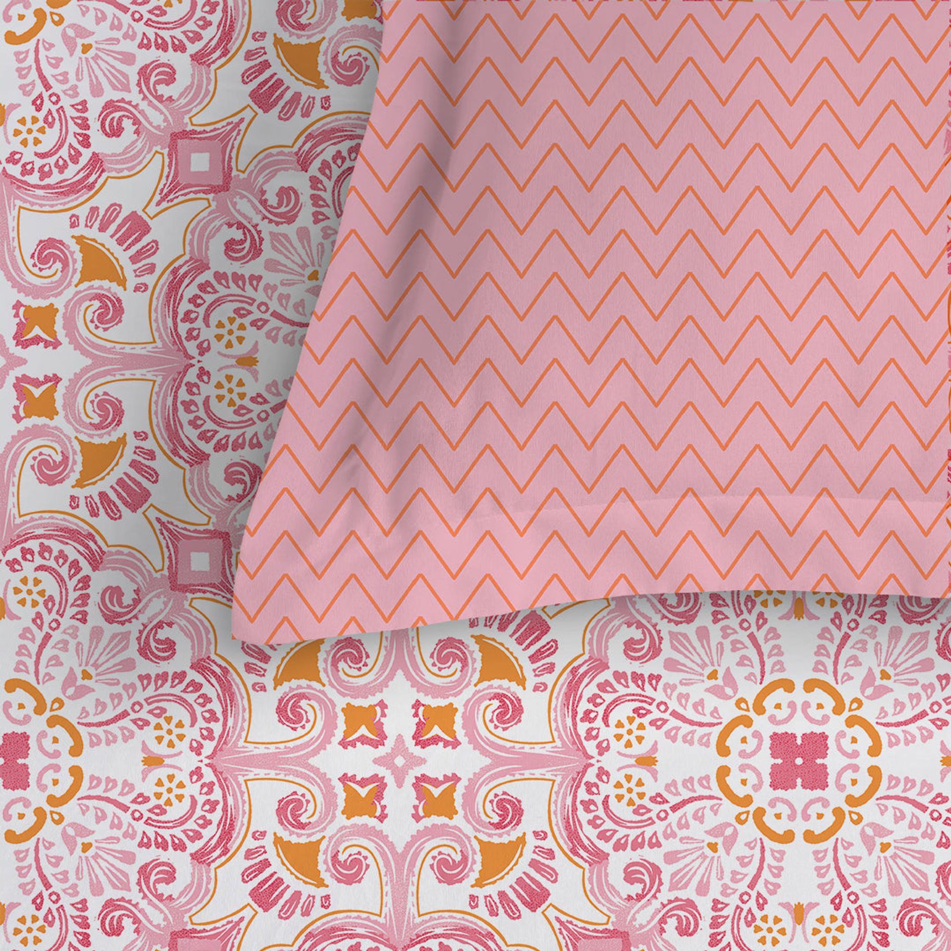 Ethnic 144 TC 100% Cotton Pink Queen Fitted Sheet Set | Pure Nest