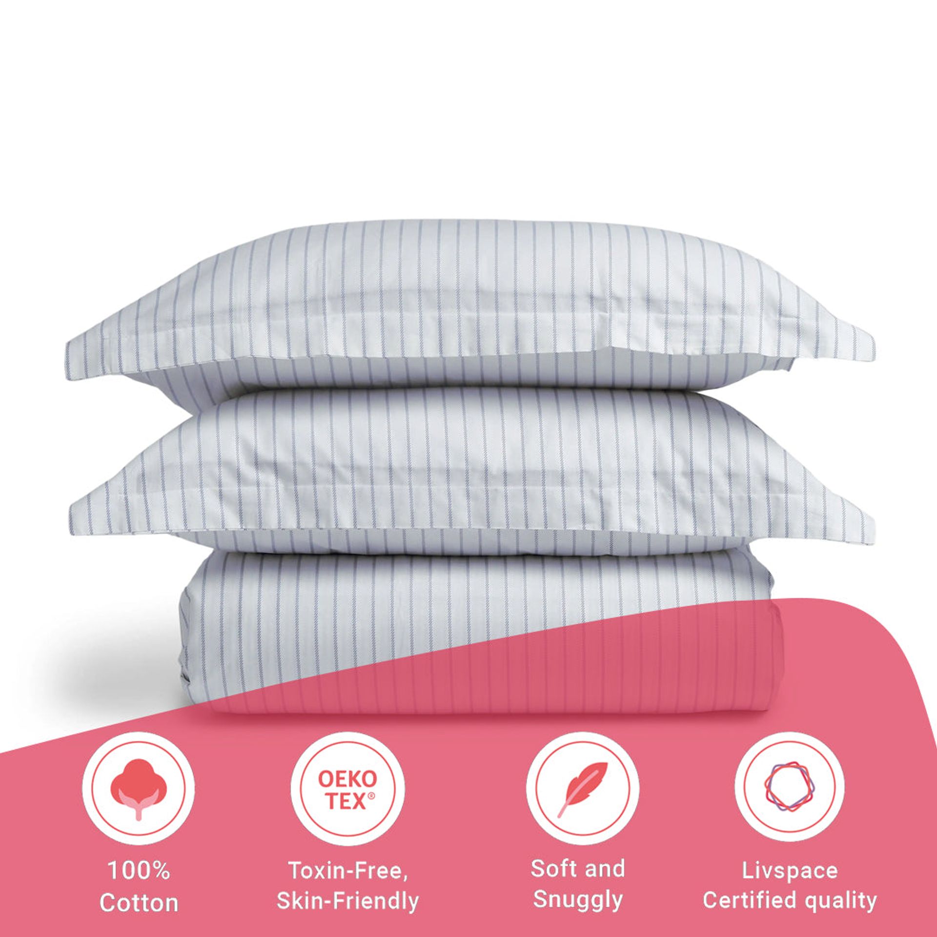 Geometric 144 TC 100% Cotton Blue Single Bedsheet Set | Bloomshire Classic