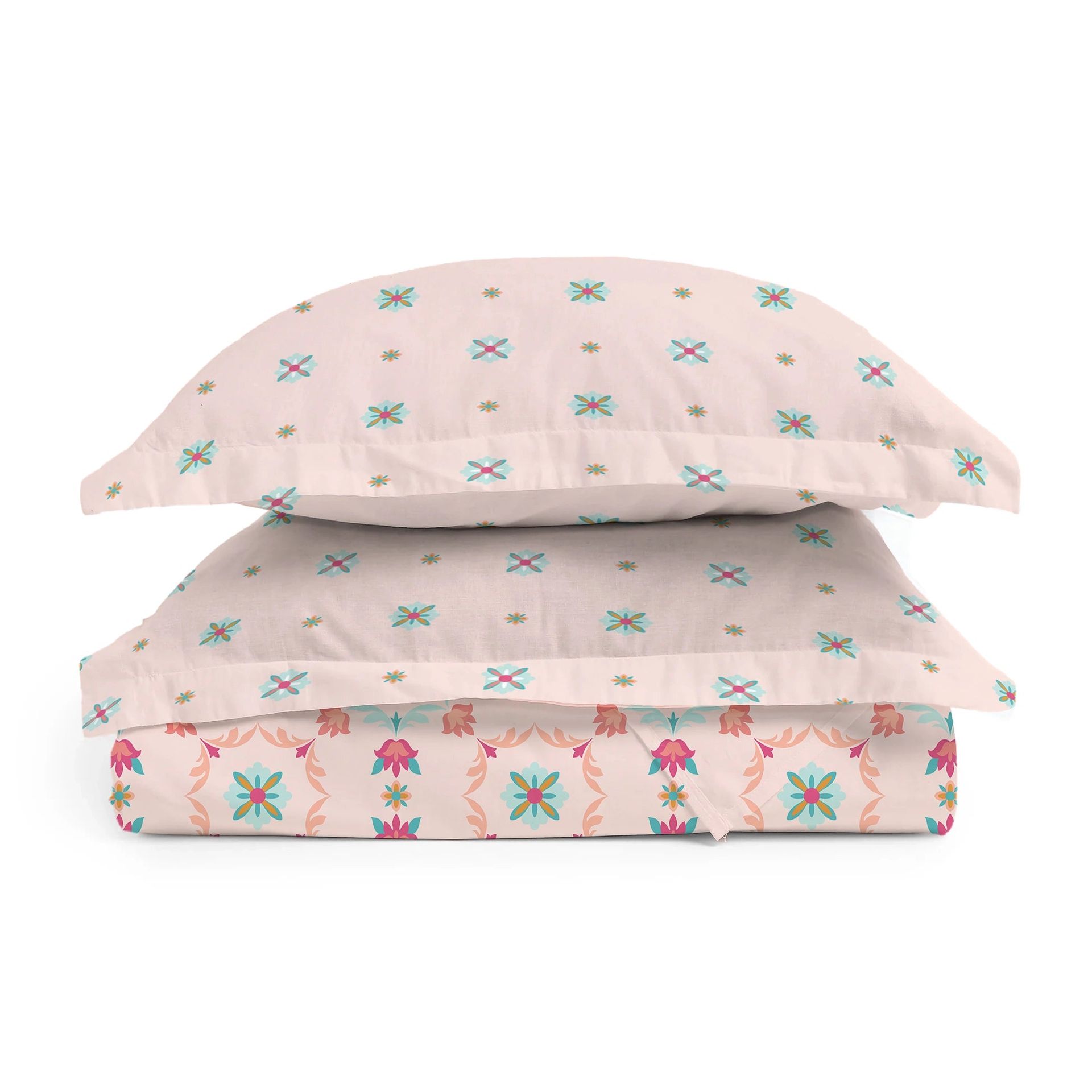 Floral 144 TC 100% Cotton Blush Pink Double Bedsheet Set | Aangan Weaves