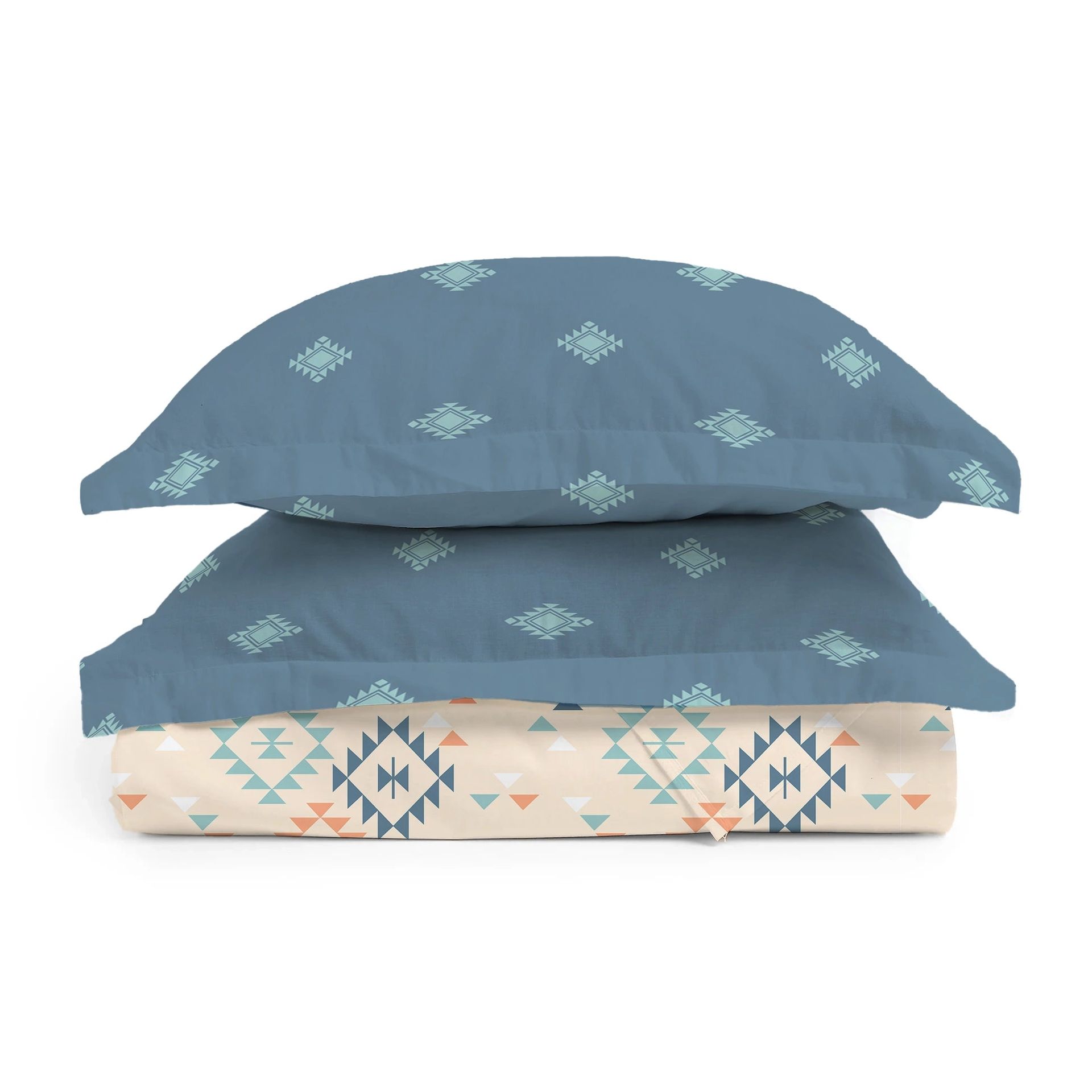 Ethnic 144 TC 100% Cotton Rich Teal Double Bedsheet Set | Aangan Weaves