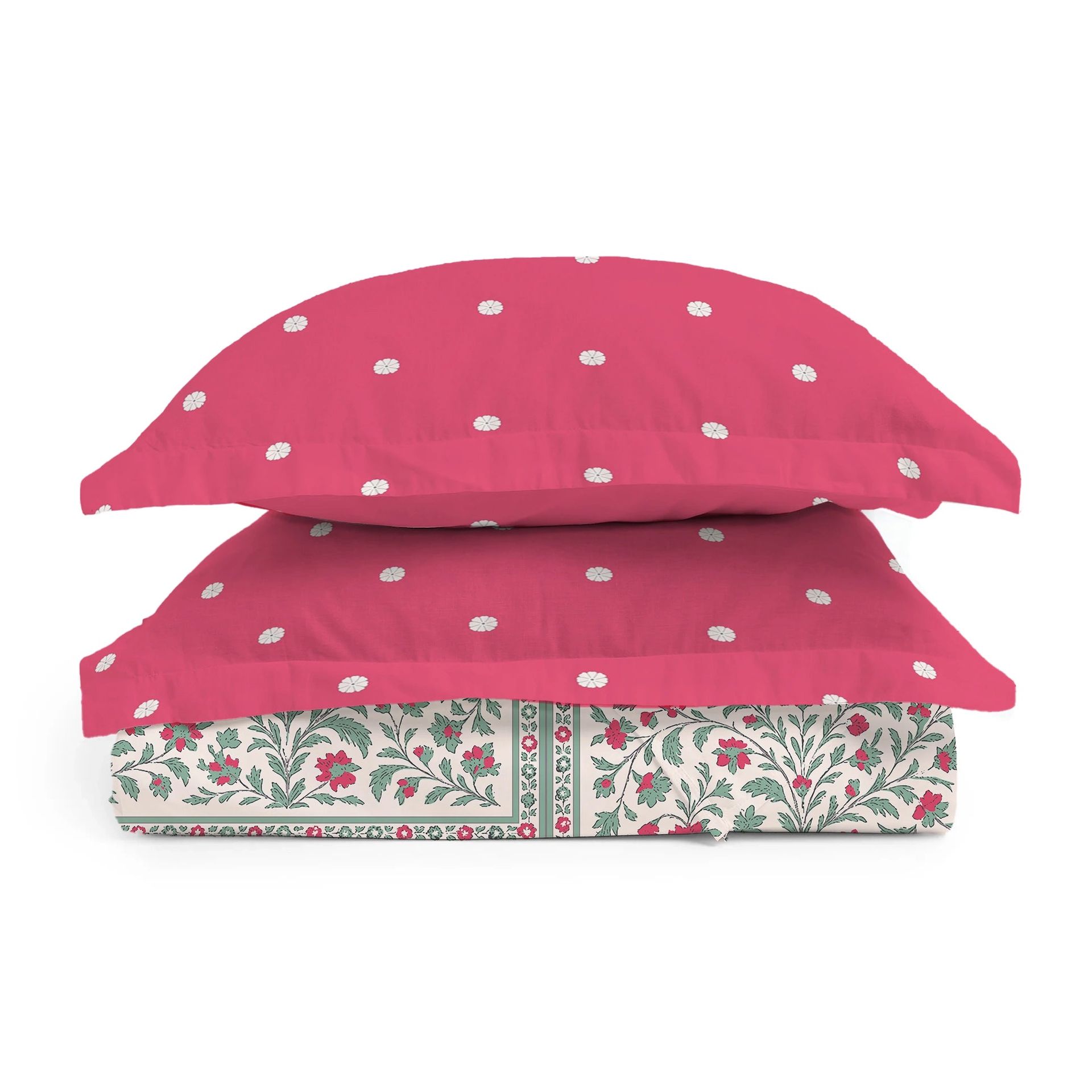 Indian Heritage 144 TC 100% Cotton Indian Pink Double Bedsheet Set | Aangan Weaves