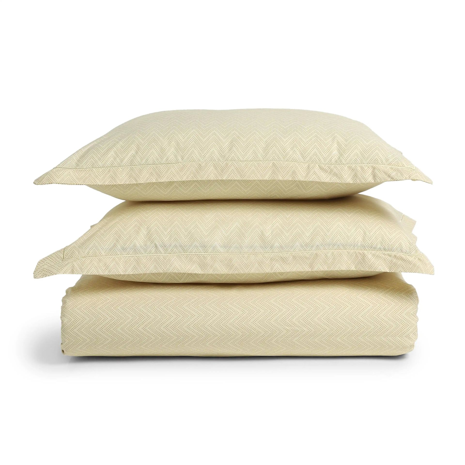 Geometric 200 TC 100% Cotton Beige King Fitted Sheet Set | Threadscapes