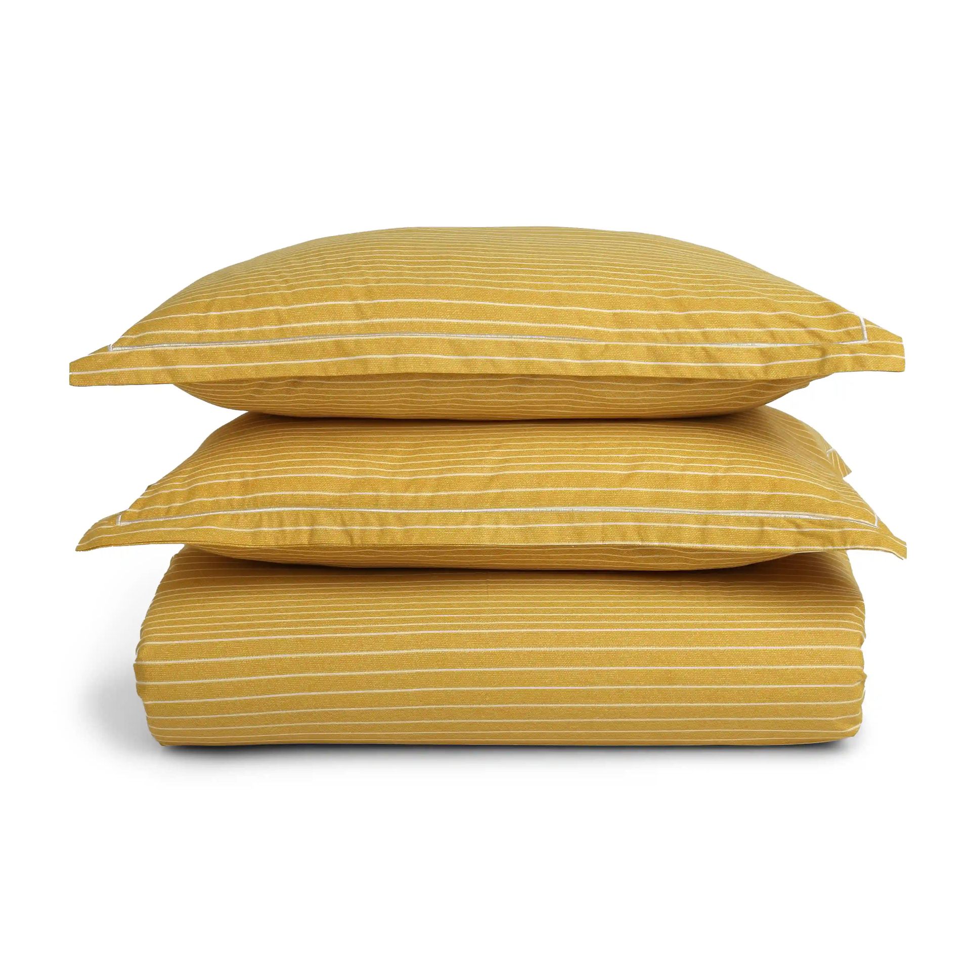 Geometric 200 TC Cotton Mustard King Fitted Sheet Set | Threadscapes