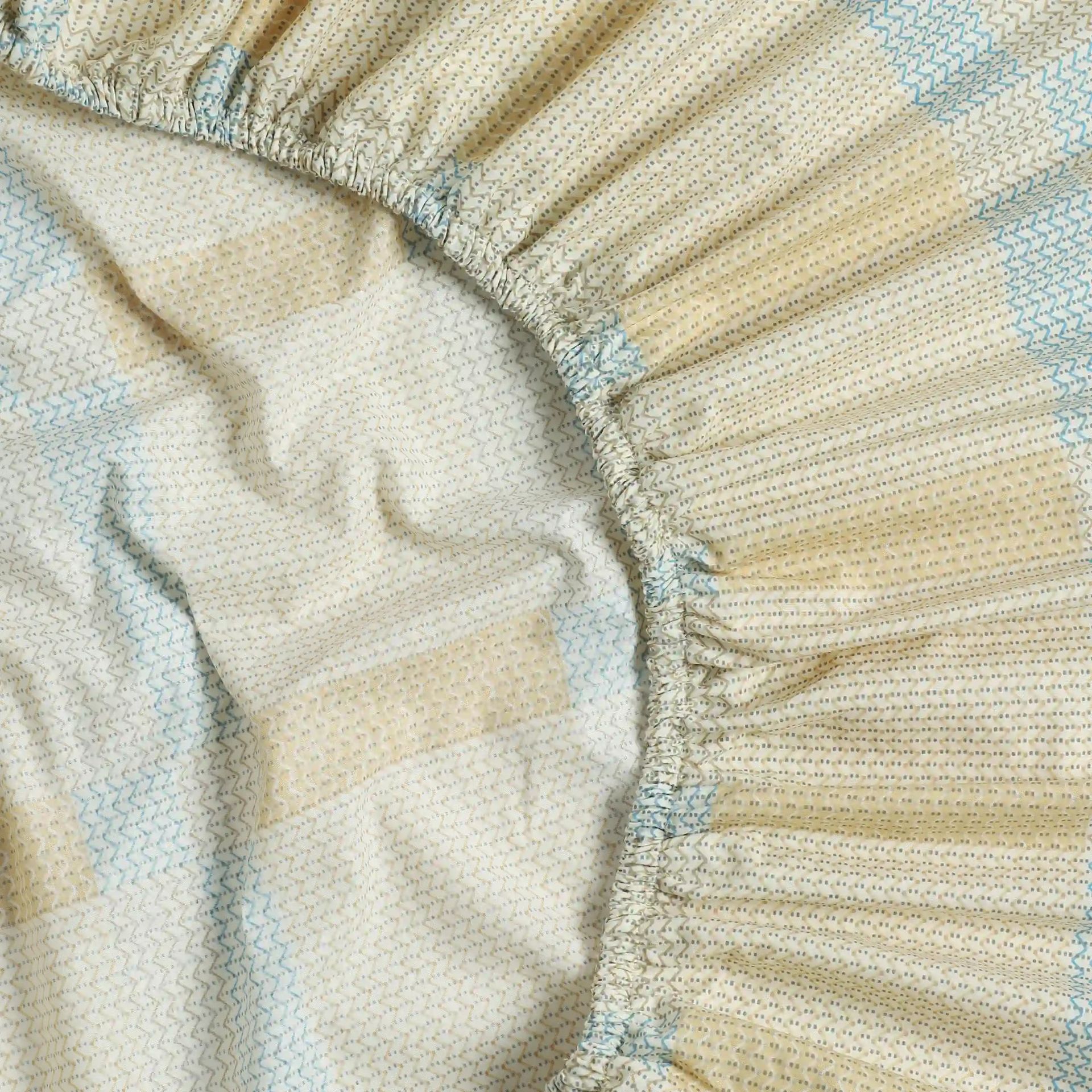 Geometric 200 TC Cotton Sand King Fitted Sheet Set | Threadscapes