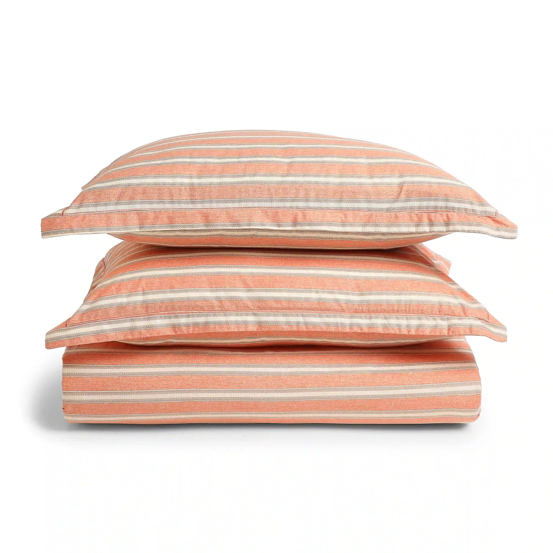 Geometric 200 TC Cotton Peach King Fitted Sheet Set | Threadscapes