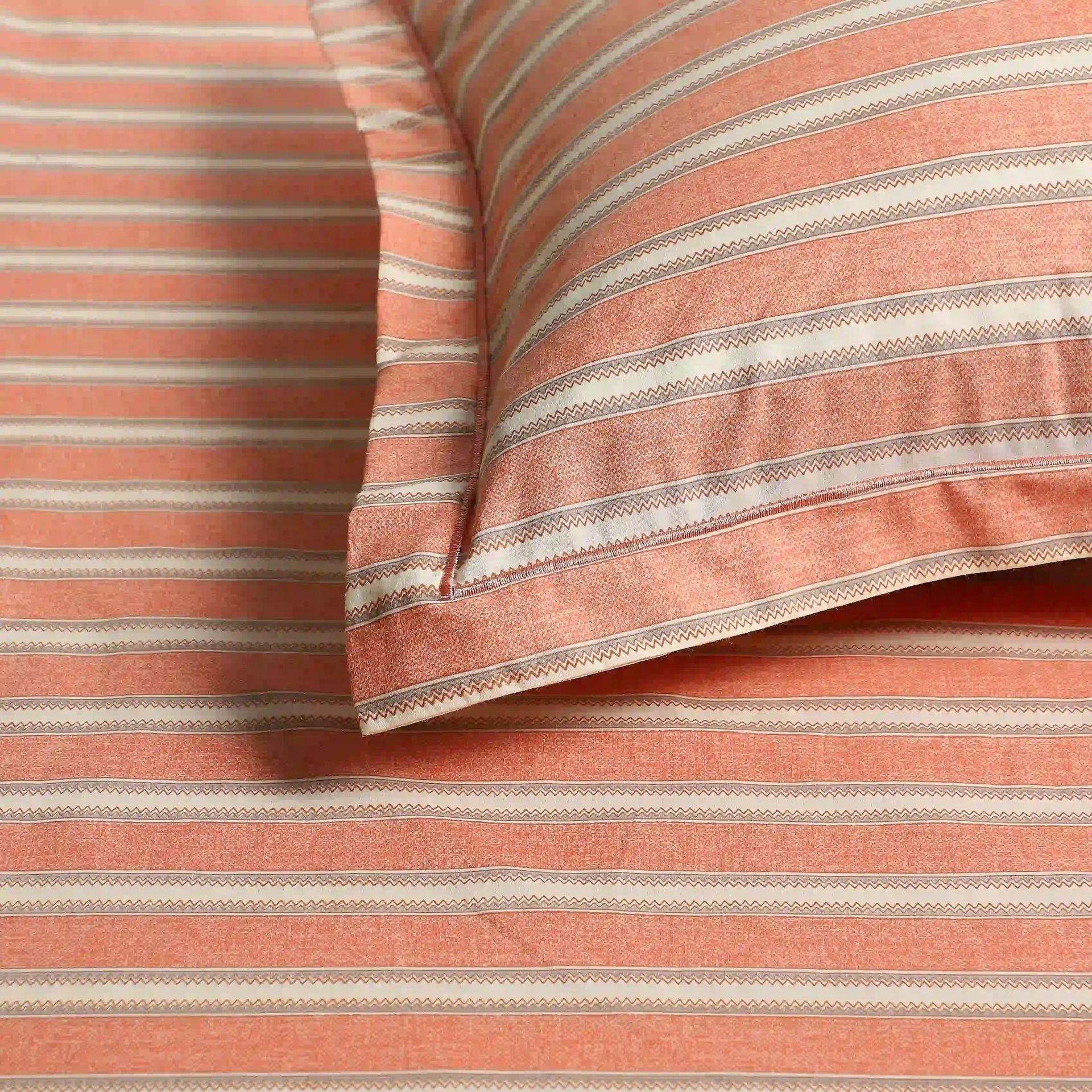 Geometric 200 TC Cotton Peach King Fitted Sheet Set | Threadscapes