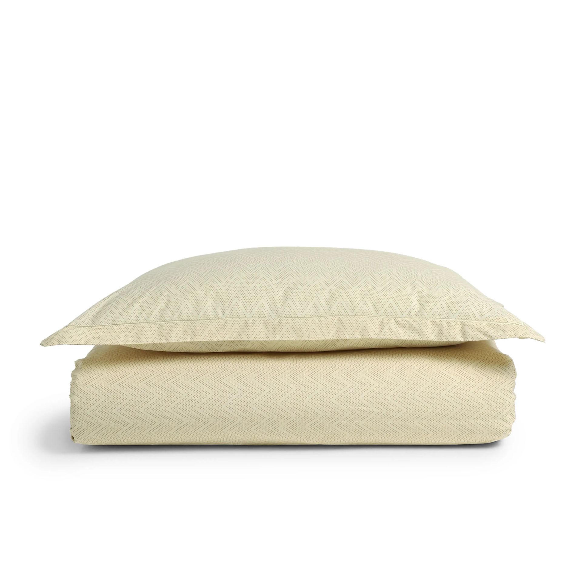 Geometric 200 TC Cotton Beige Single Bedsheet Set | Threadscapes