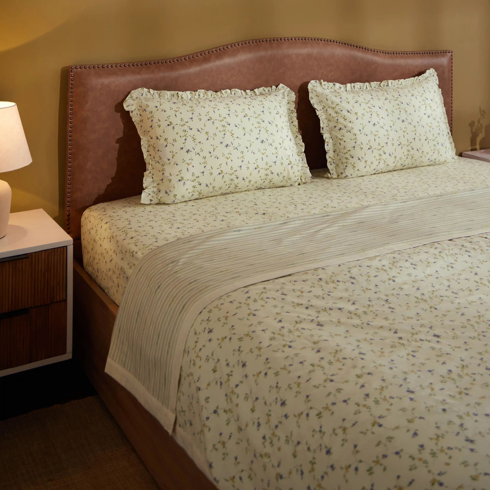Floral 200 GSM 100% Cotton Cream Bloom Double Dohar | Bloomshire Luxe