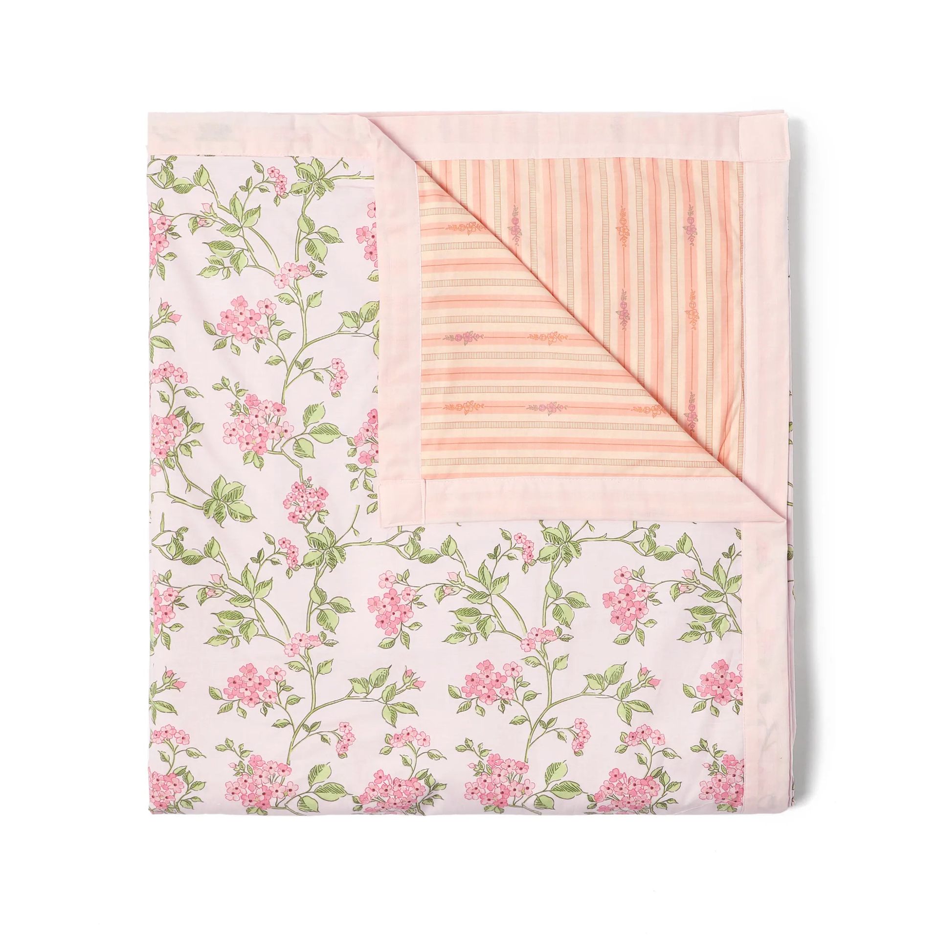 Floral 200 GSM 100% Cotton Pink Double Dohar | Bloomshire Luxe