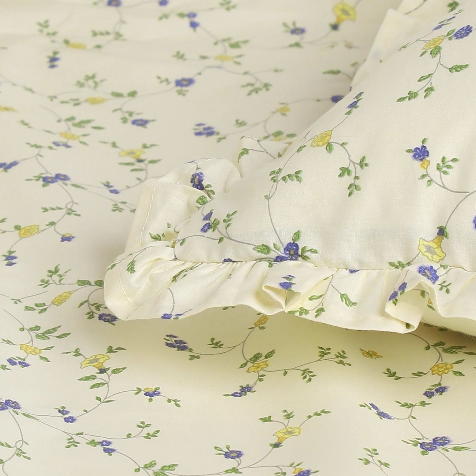 Floral 200 TC 100% Cotton Cream Bloom King Fitted Sheet Set | Bloomshire Luxe