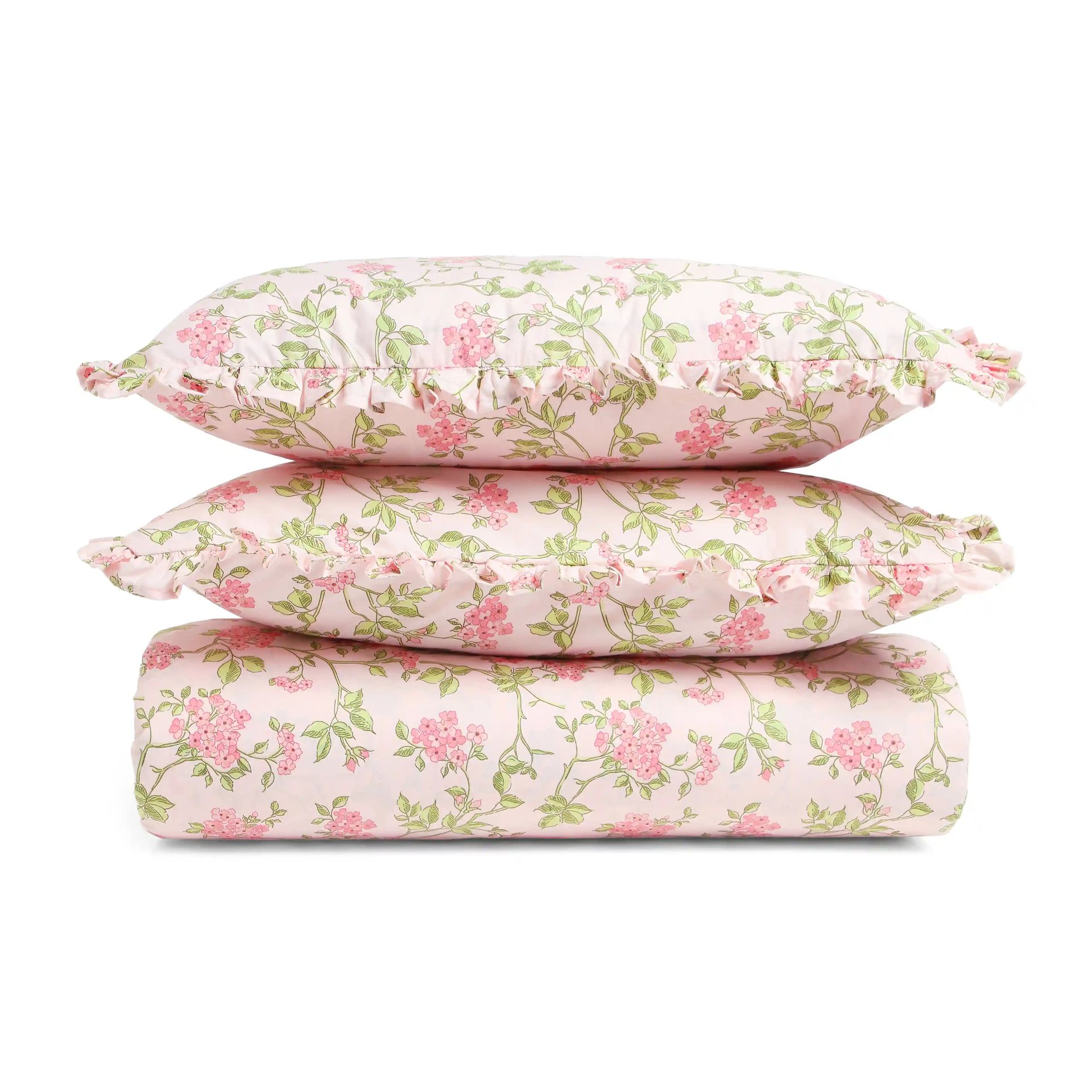 Floral 200 TC 100% Cotton Pink King Fitted Sheet Set | Bloomshire Luxe