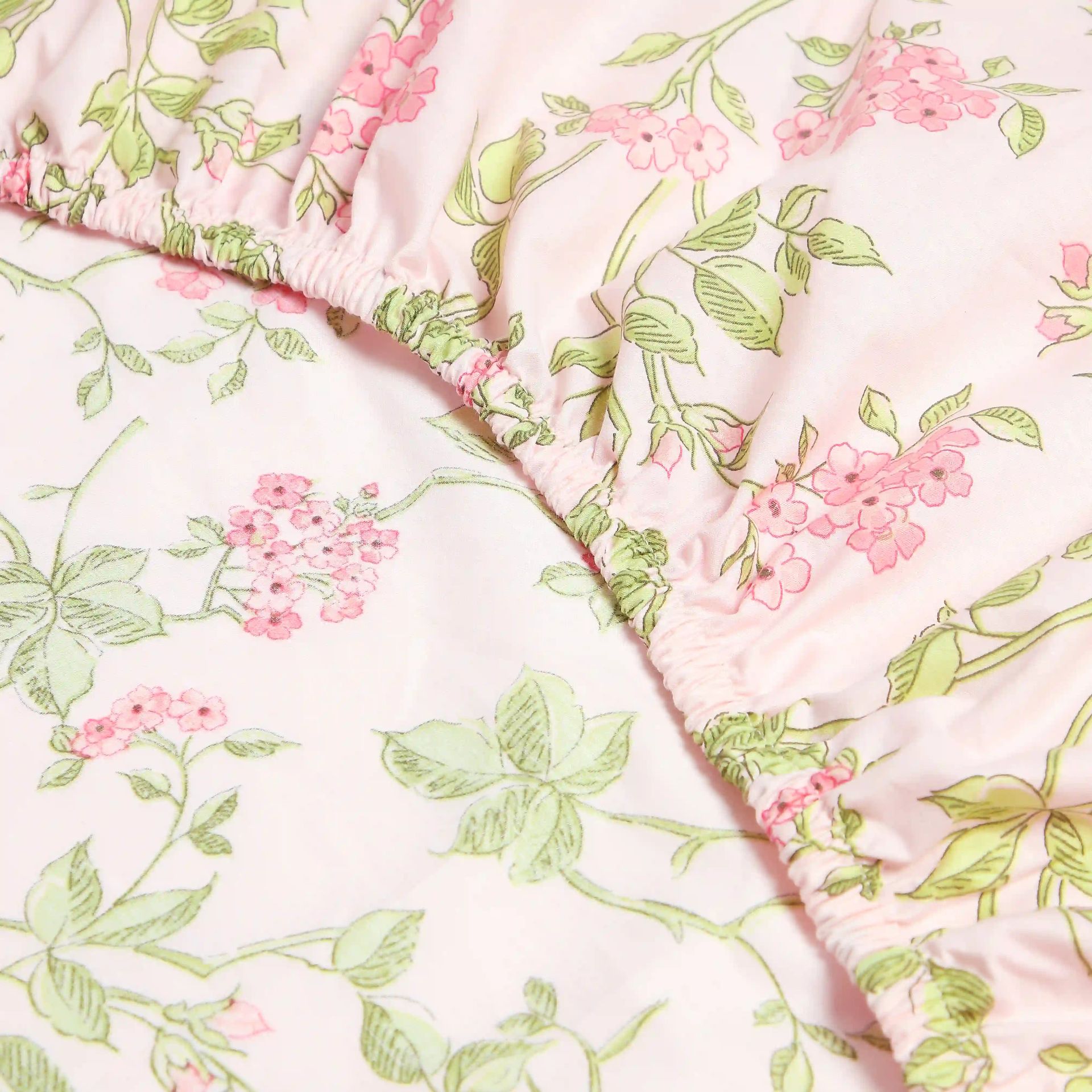 Floral 200 TC 100% Cotton Pink King Fitted Sheet Set | Bloomshire Luxe
