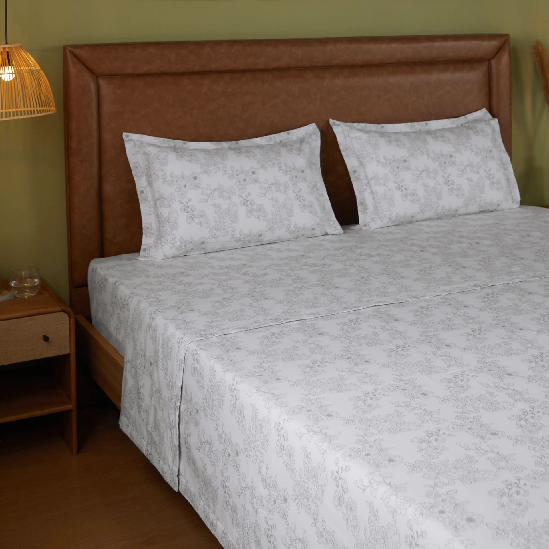 Floral 144 TC 100% Cotton Grey Double Dohar | Bloomshire Classic