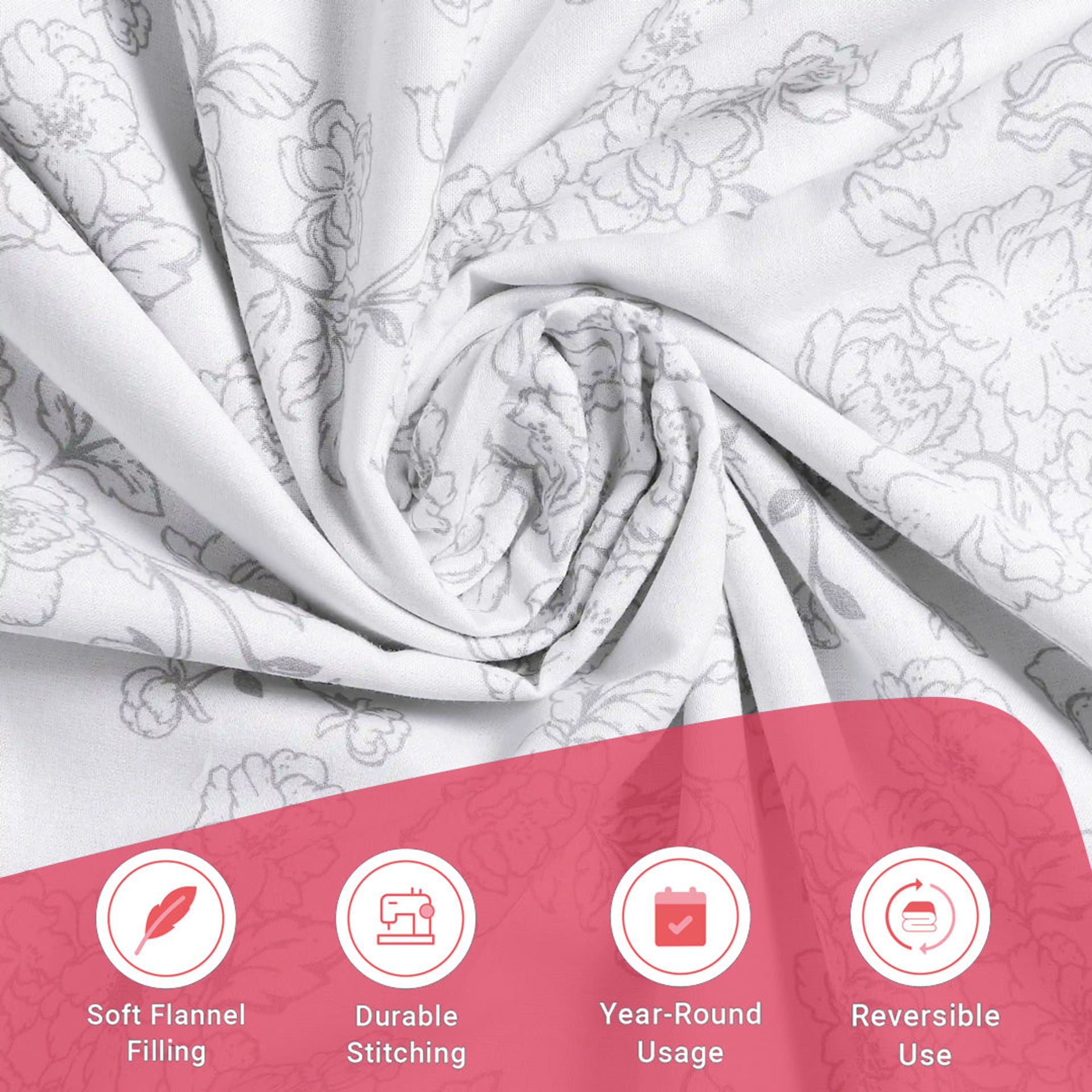Floral 144 TC 100% Cotton Grey Double Dohar | Bloomshire Classic