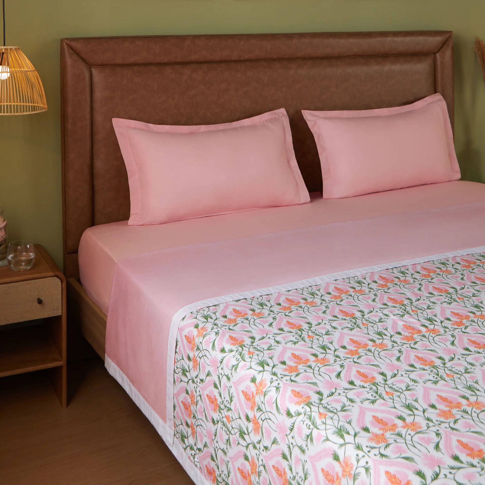 Ethnic 144 TC 100% Cotton Salmon Double Dohar | Bloomshire Classic