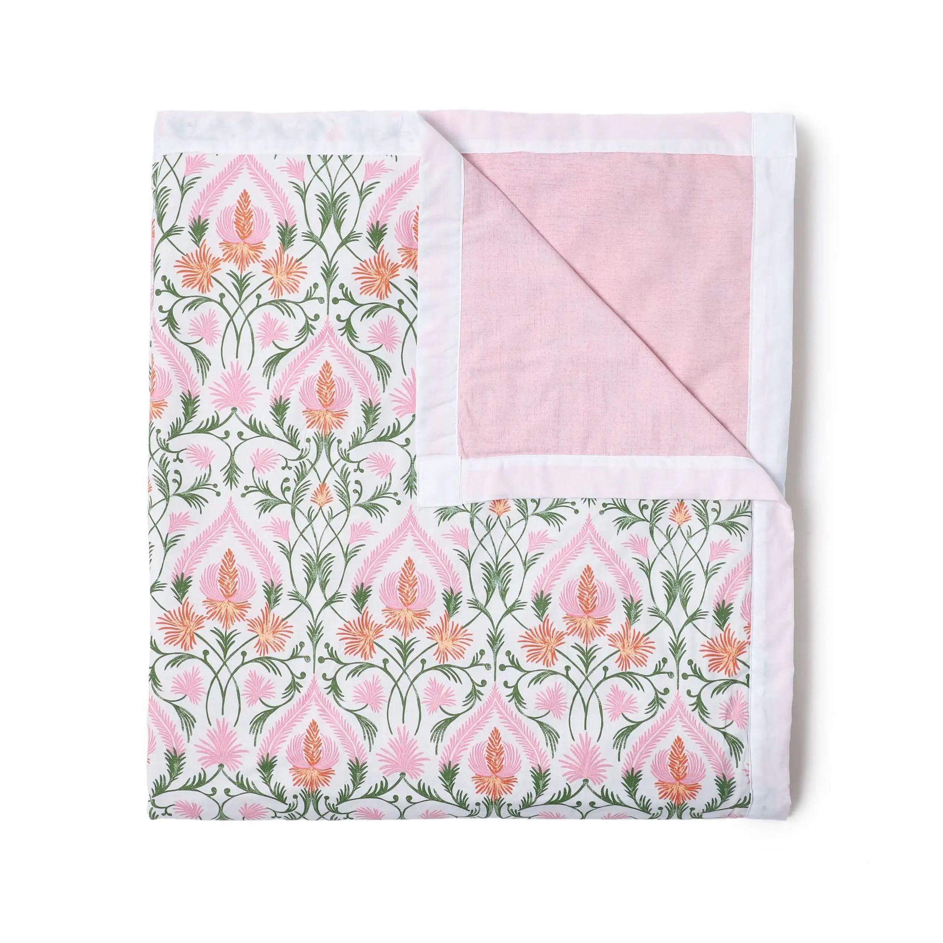 Ethnic 144 TC 100% Cotton Salmon Double Dohar | Bloomshire Classic