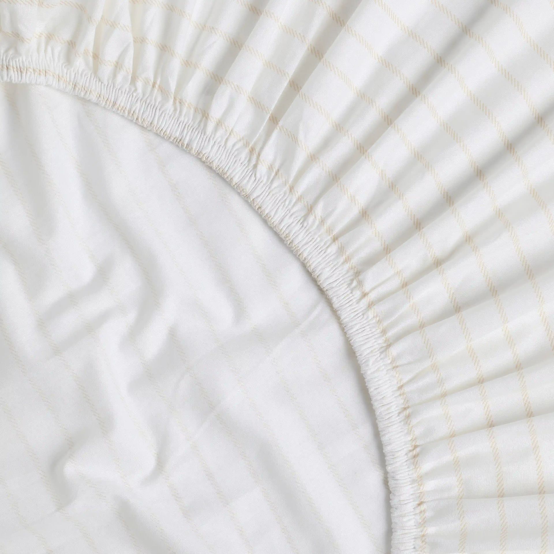 Geometric 144 TC 100% Cotton Beige Queen Fitted Sheet Set | Bloomshire Classic