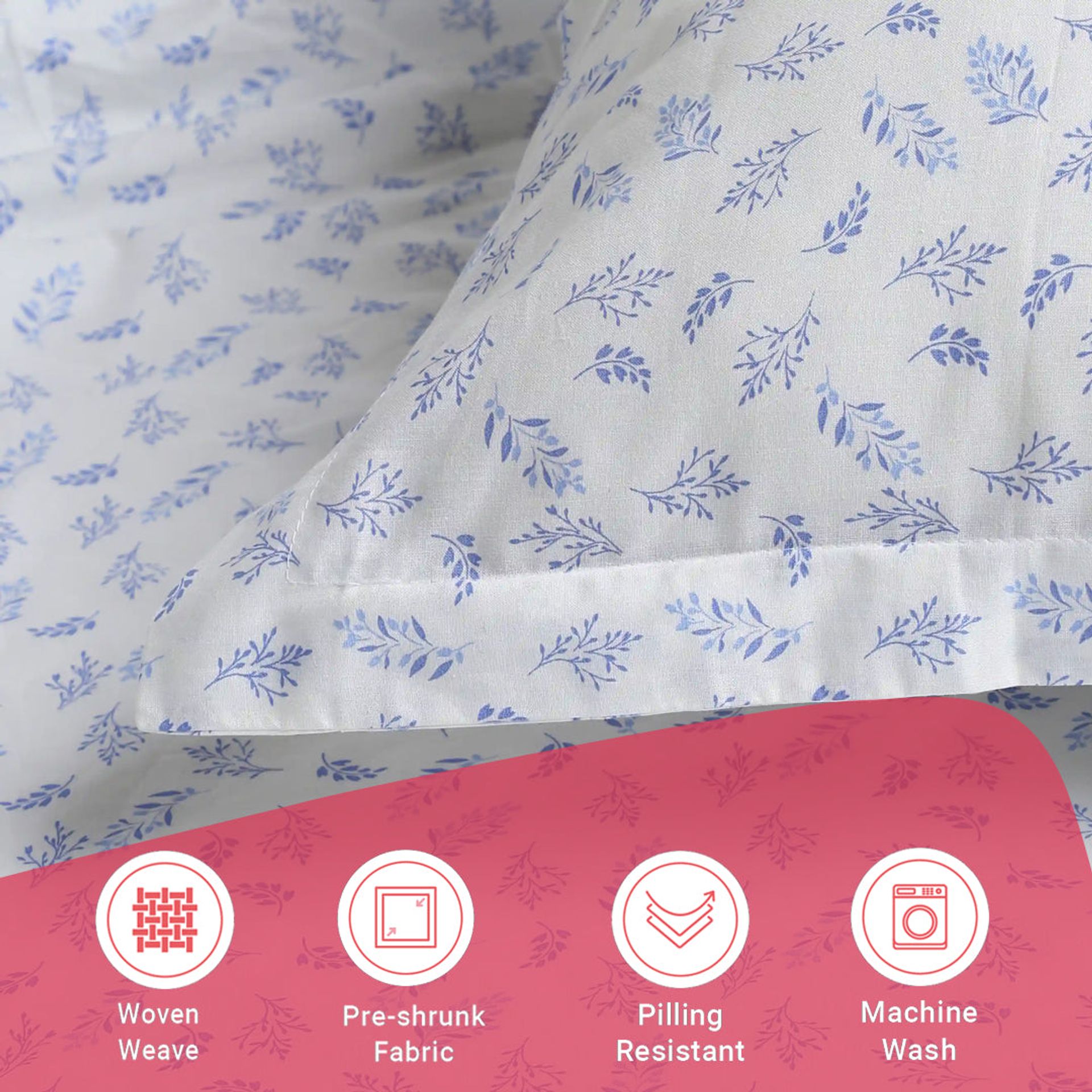 Floral 144 TC 100% Cotton Purple Queen Fitted Sheet Set | Bloomshire Classic