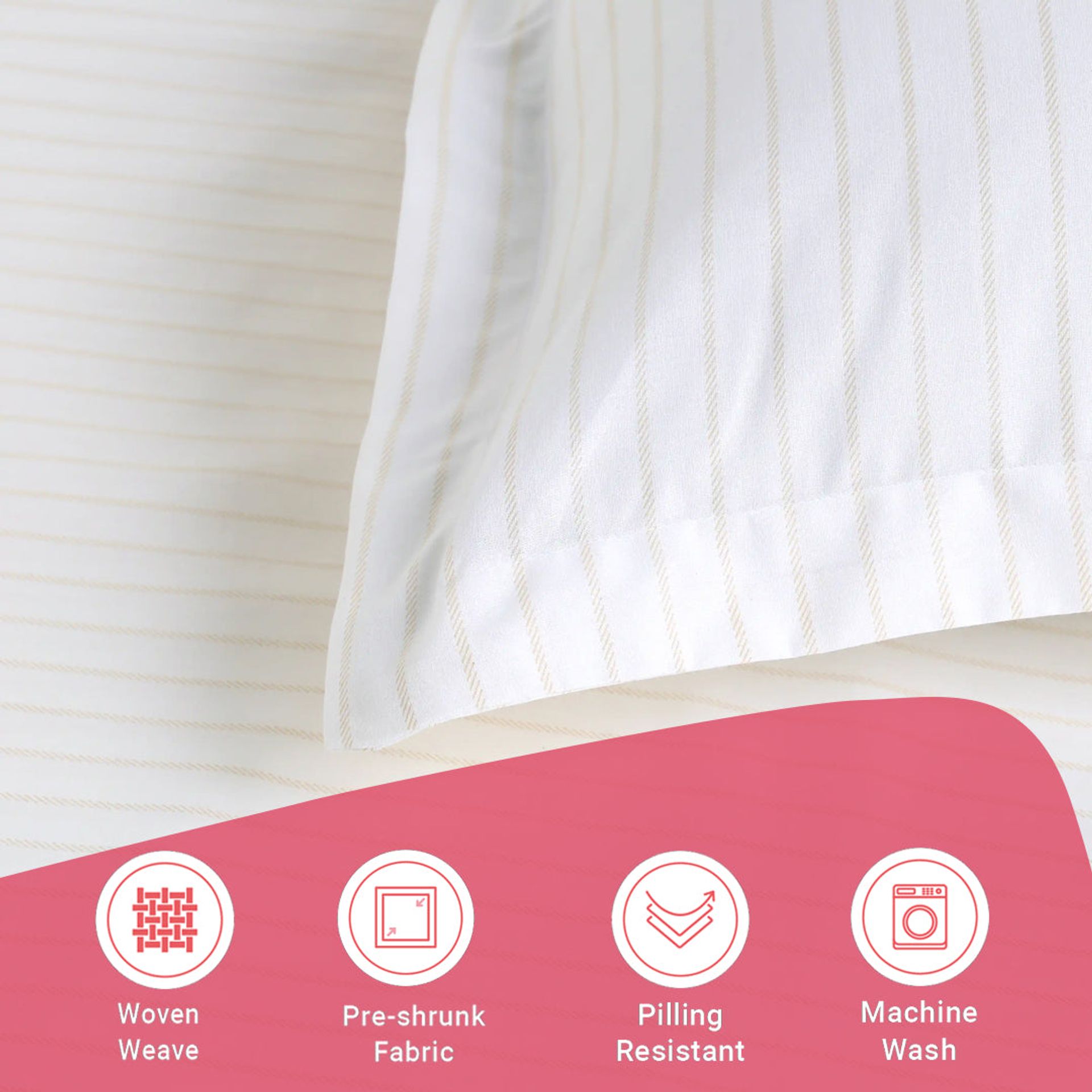 Geometric 144 TC 100% Cotton Beige Single Bedsheet Set | Bloomshire Classic