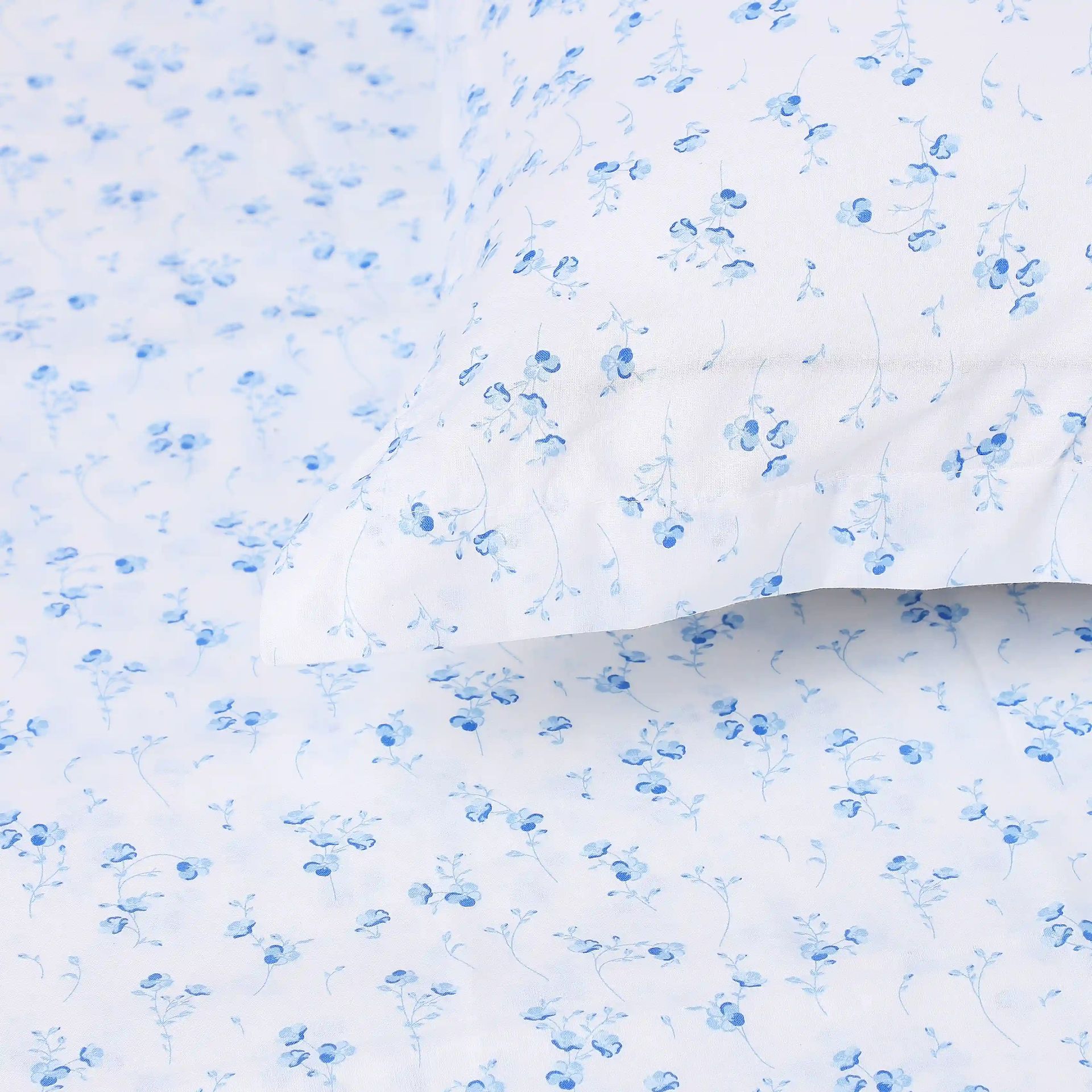 Floral 144 TC 100% Cotton Ocean Blue Single Bedsheet Set | Bloomshire Classic