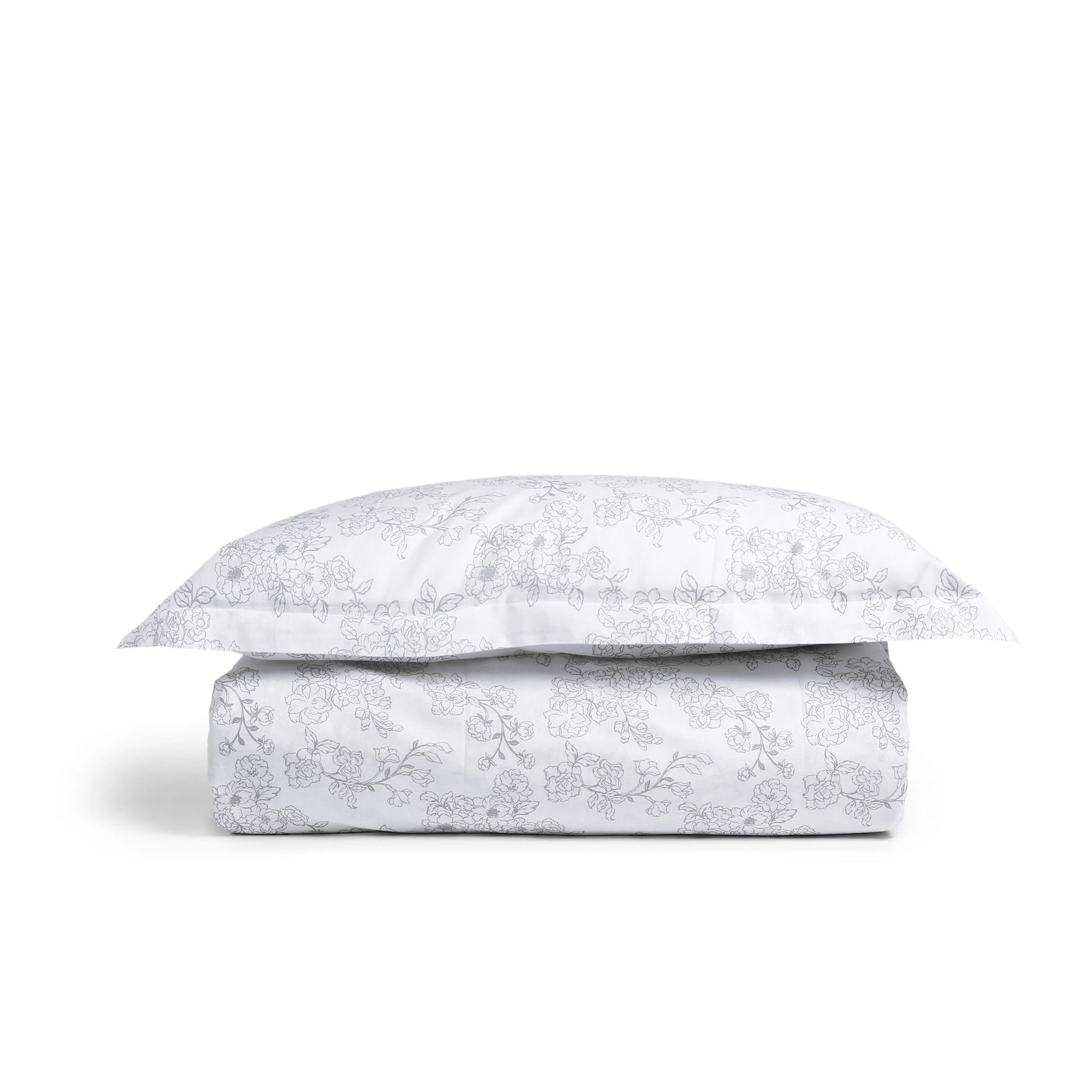 Floral 144 TC 100% Cotton Grey Single Bedsheet Set | Bloomshire Classic