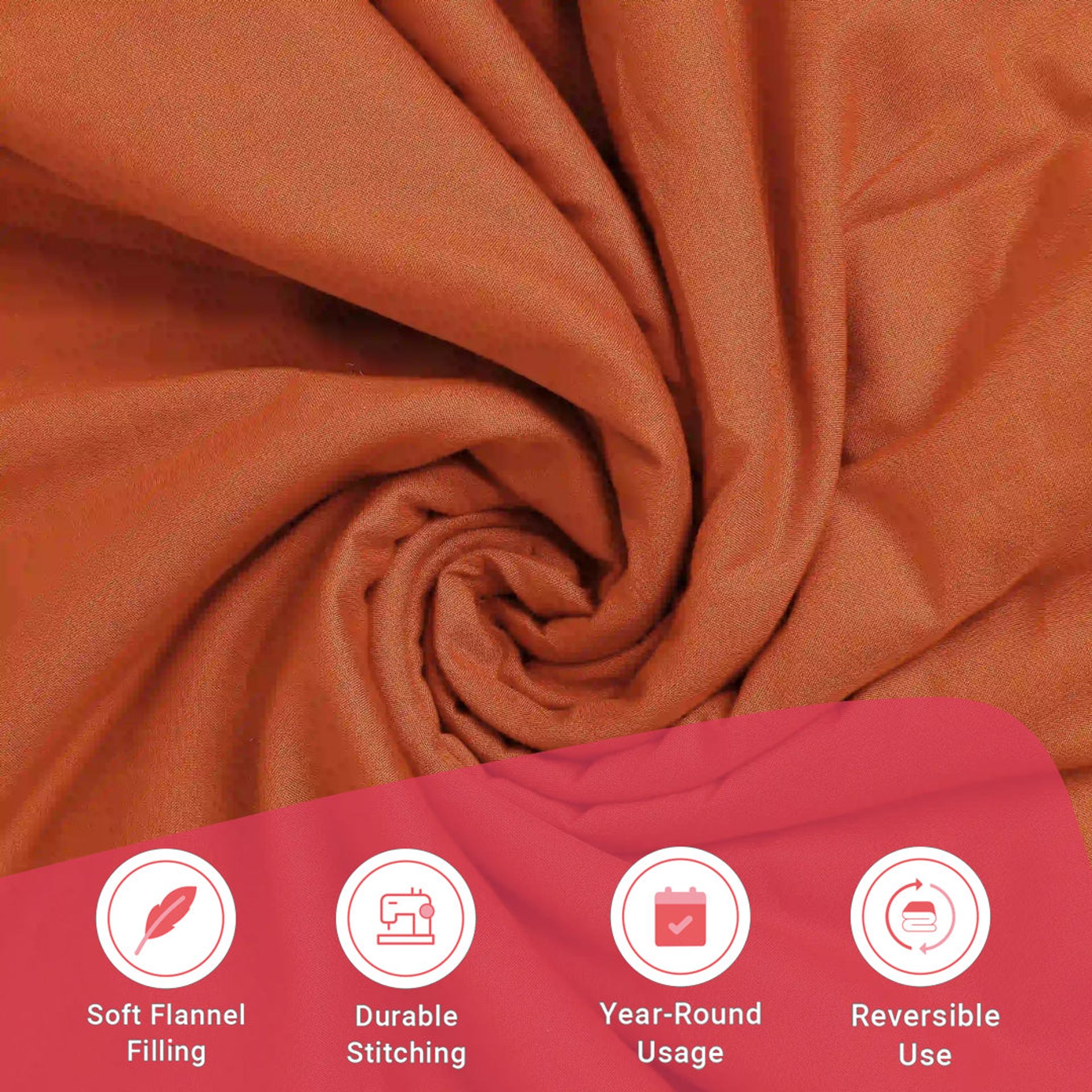 Solid Dyed 144 GSM 100% Cotton Rust Double Dohar | Paleto