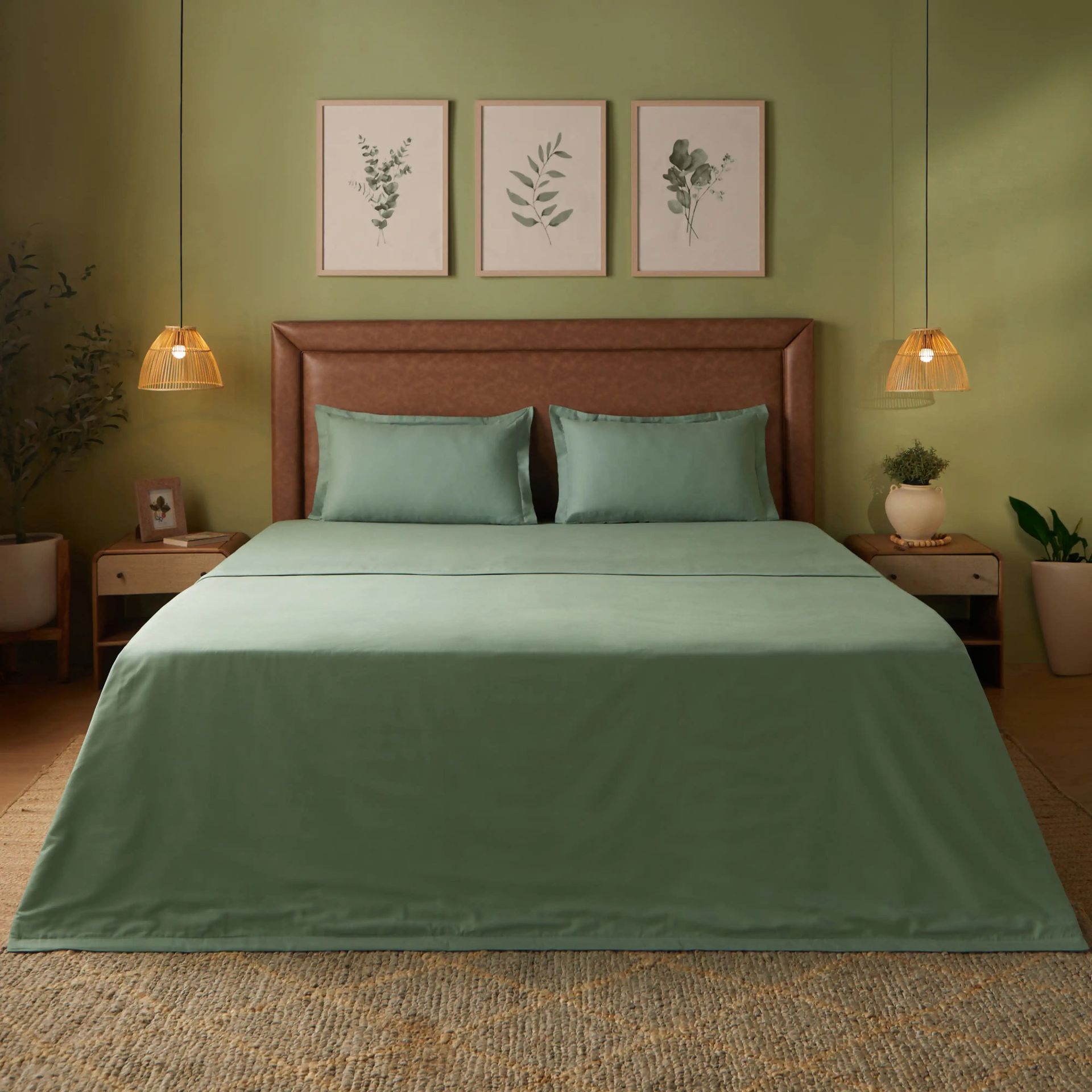 Solid Dyed 144 GSM 100% Cotton Green Sage Double Dohar | Paleto