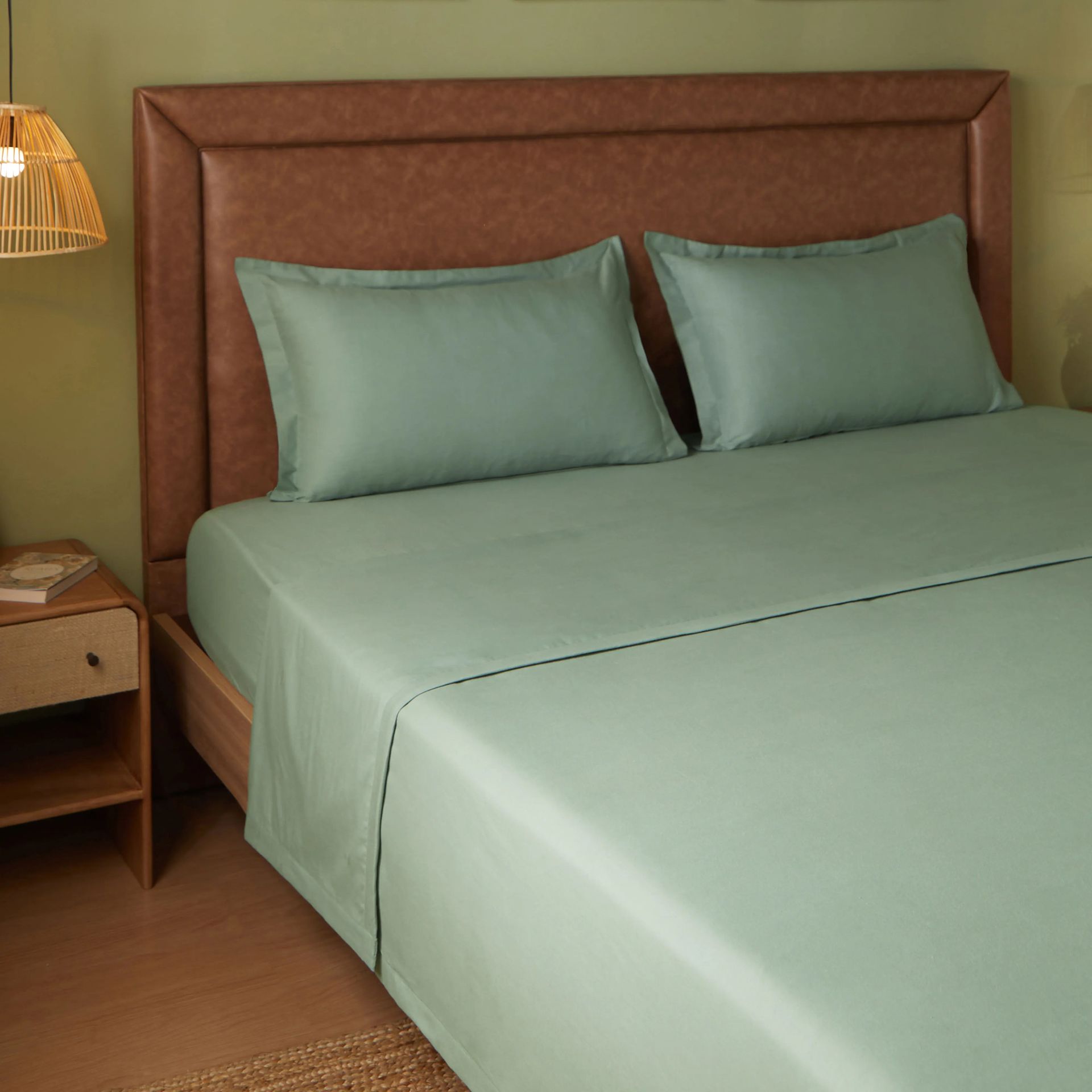 Solid Dyed 144 GSM 100% Cotton Green Sage Double Dohar | Paleto