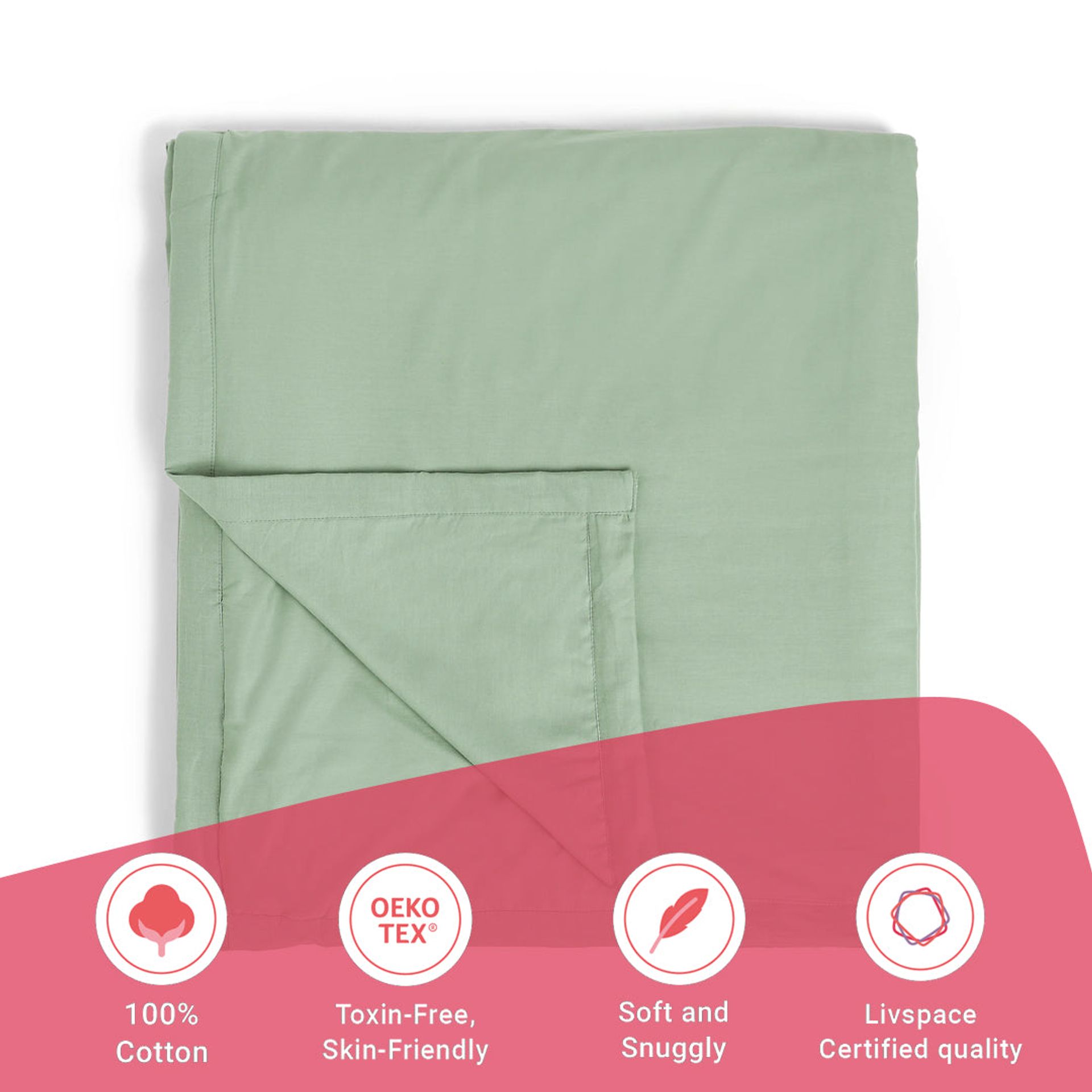 Solid Dyed 144 GSM 100% Cotton Green Sage Double Dohar | Paleto