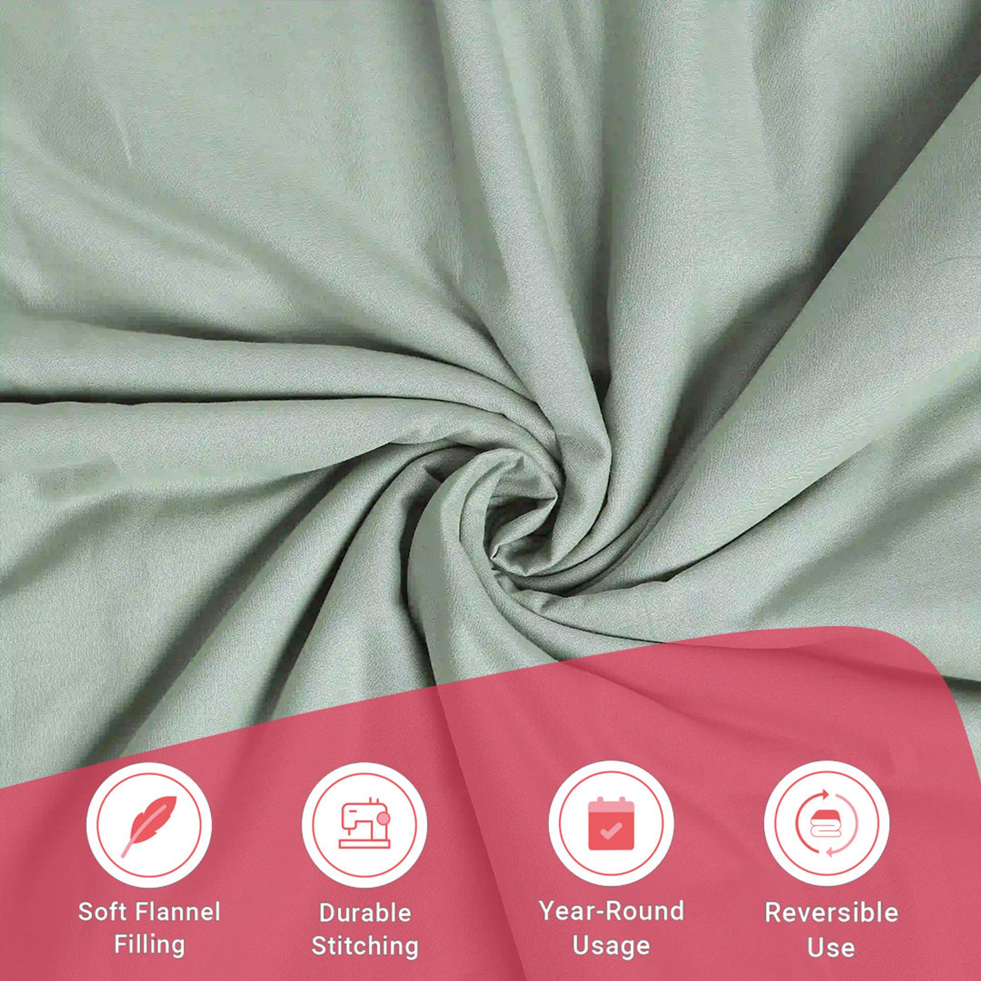 Solid Dyed 144 GSM 100% Cotton Green Sage Double Dohar | Paleto