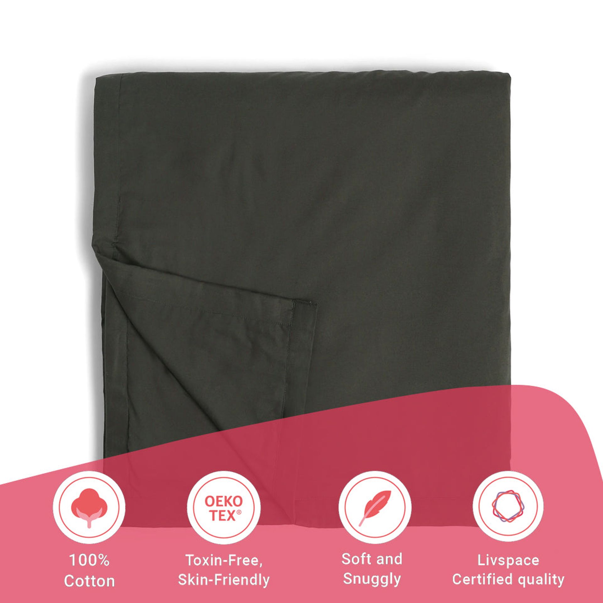 Solid Dyed 144 GSM 100% Cotton Dark Grey Double Dohar | Paleto