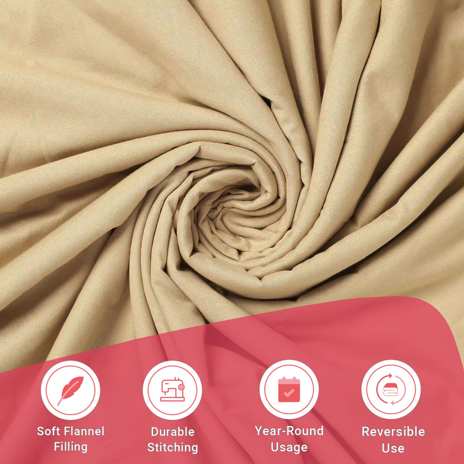 Solid Dyed 144 GSM 100% Cotton Beige Double Dohar | Paleto