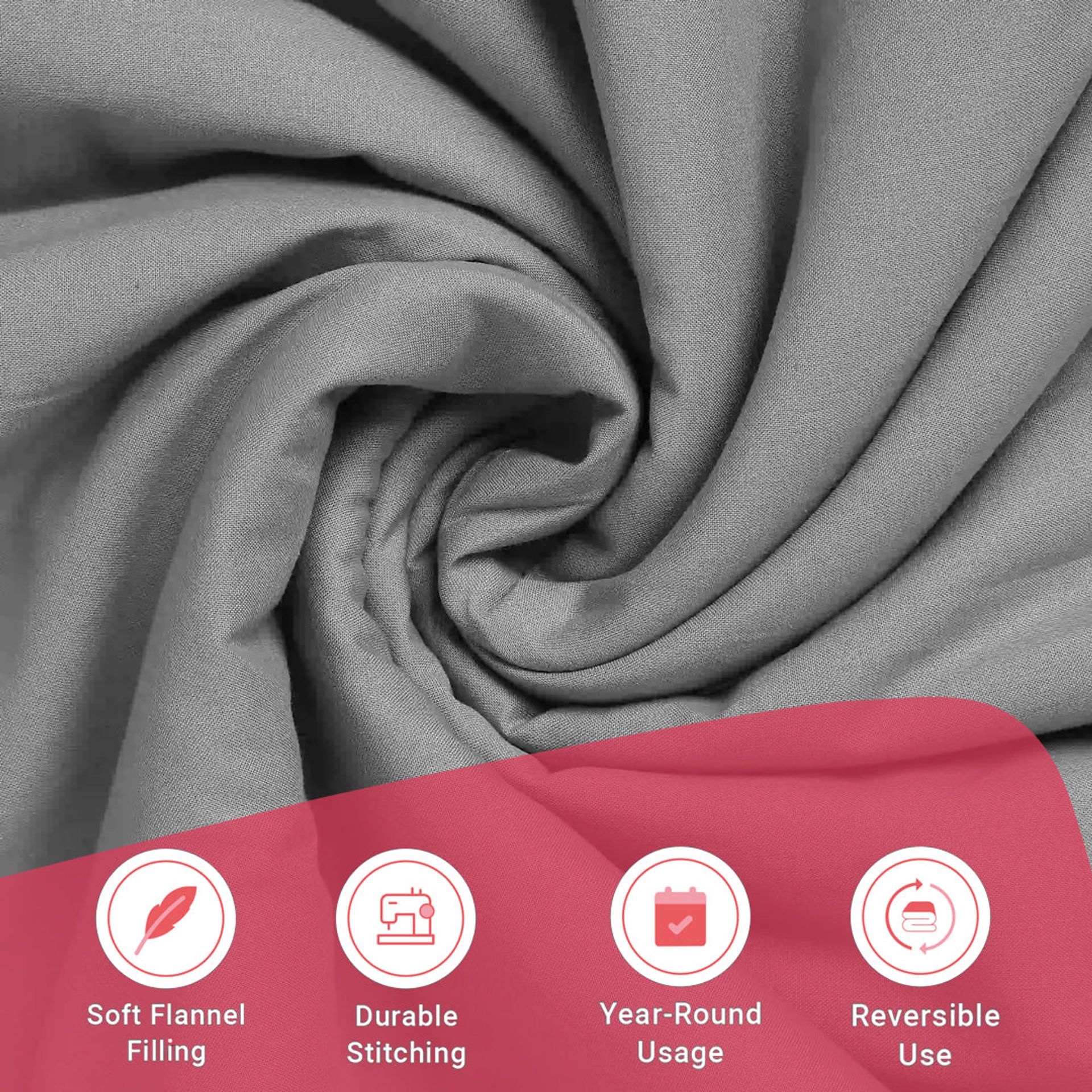 Solid Dyed 144 GSM 100% Cotton Grey Double Dohar | Paleto