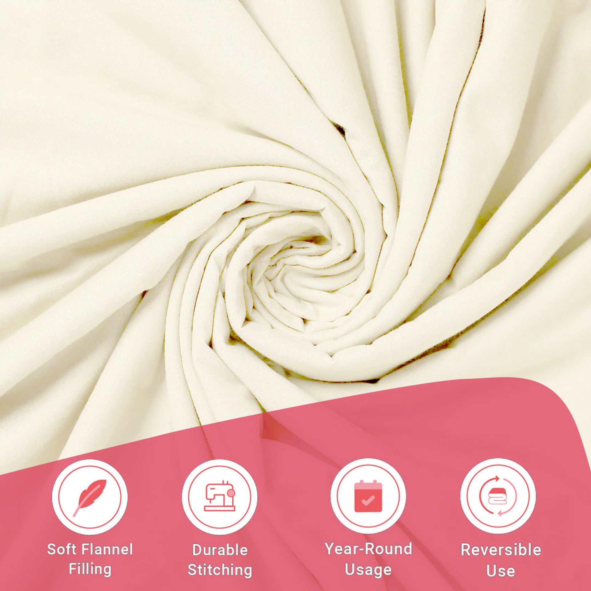 Solid Dyed 144 GSM 100% Cotton Ivory Double Dohar | Paleto
