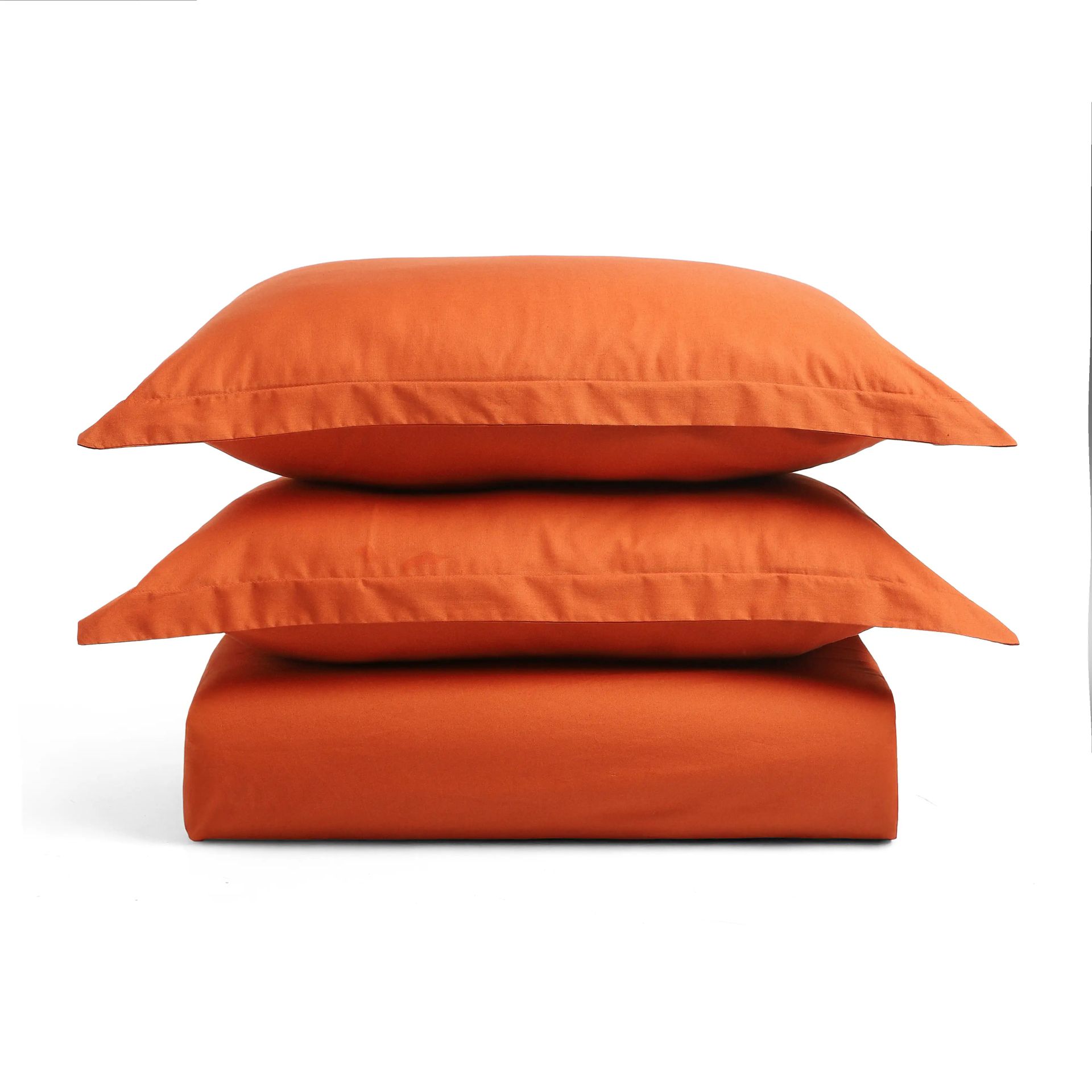 Solid Dyed 144 TC 100% Cotton Rust Queen Fitted Sheet Set | Paleto