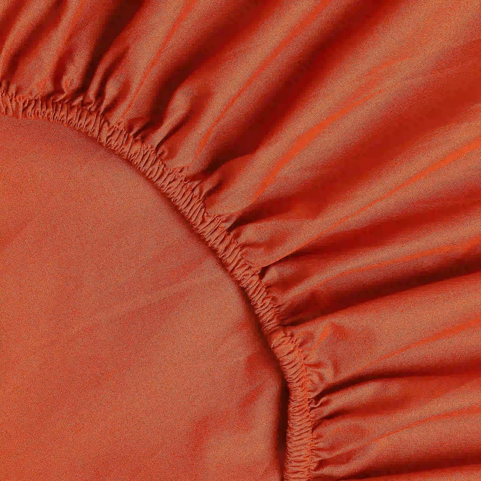 Solid Dyed 144 TC 100% Cotton Rust Queen Fitted Sheet Set | Paleto