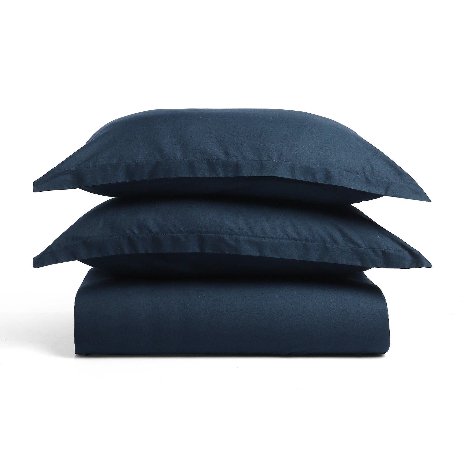 Solid Dyed 144 TC 100% Cotton Navy Queen Fitted Sheet Set | Paleto